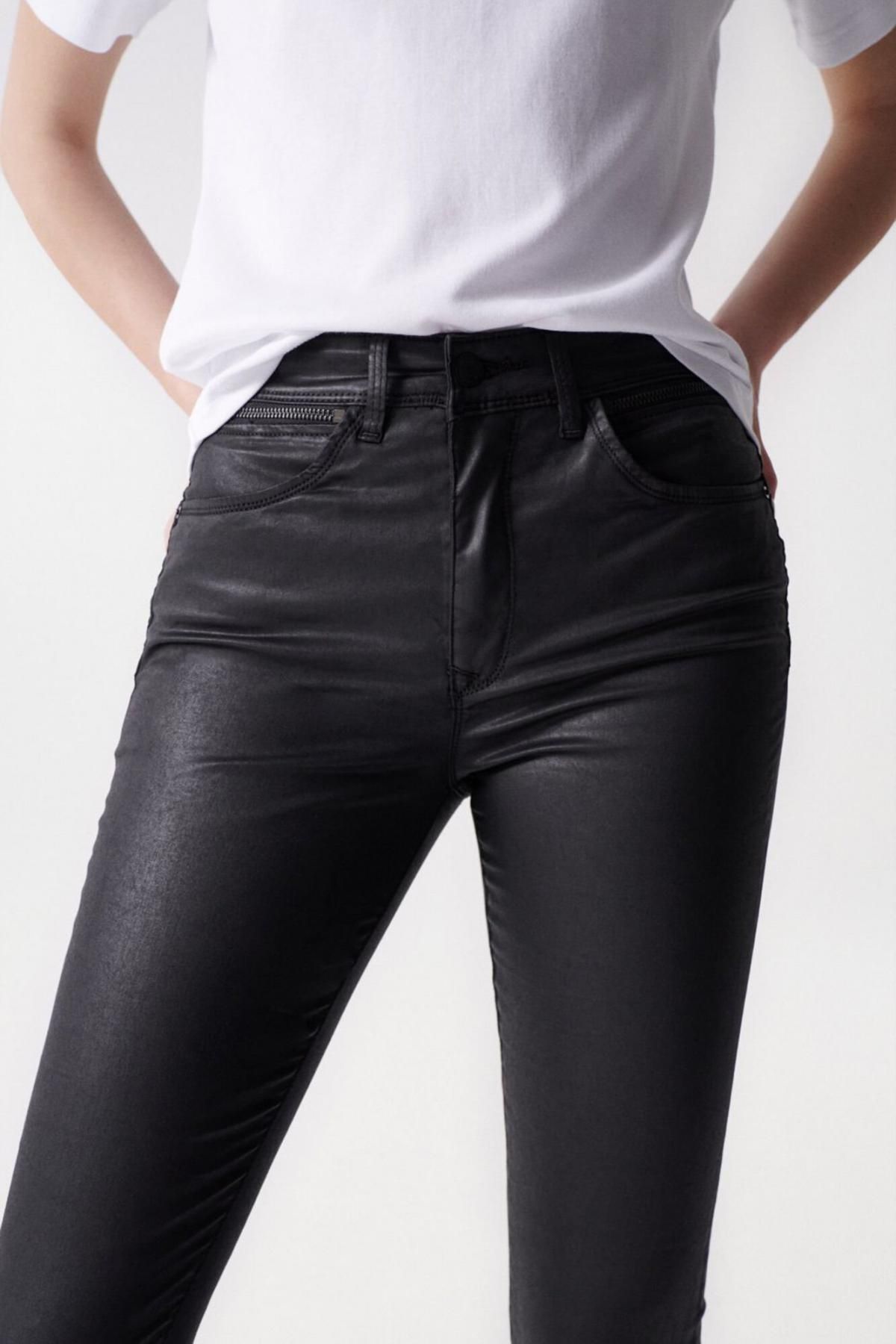 살사진스 코팅 블랙 하이웨이스트 크롭 푸쉬인 진 7180701 NEGRO - 상세 이미지 5