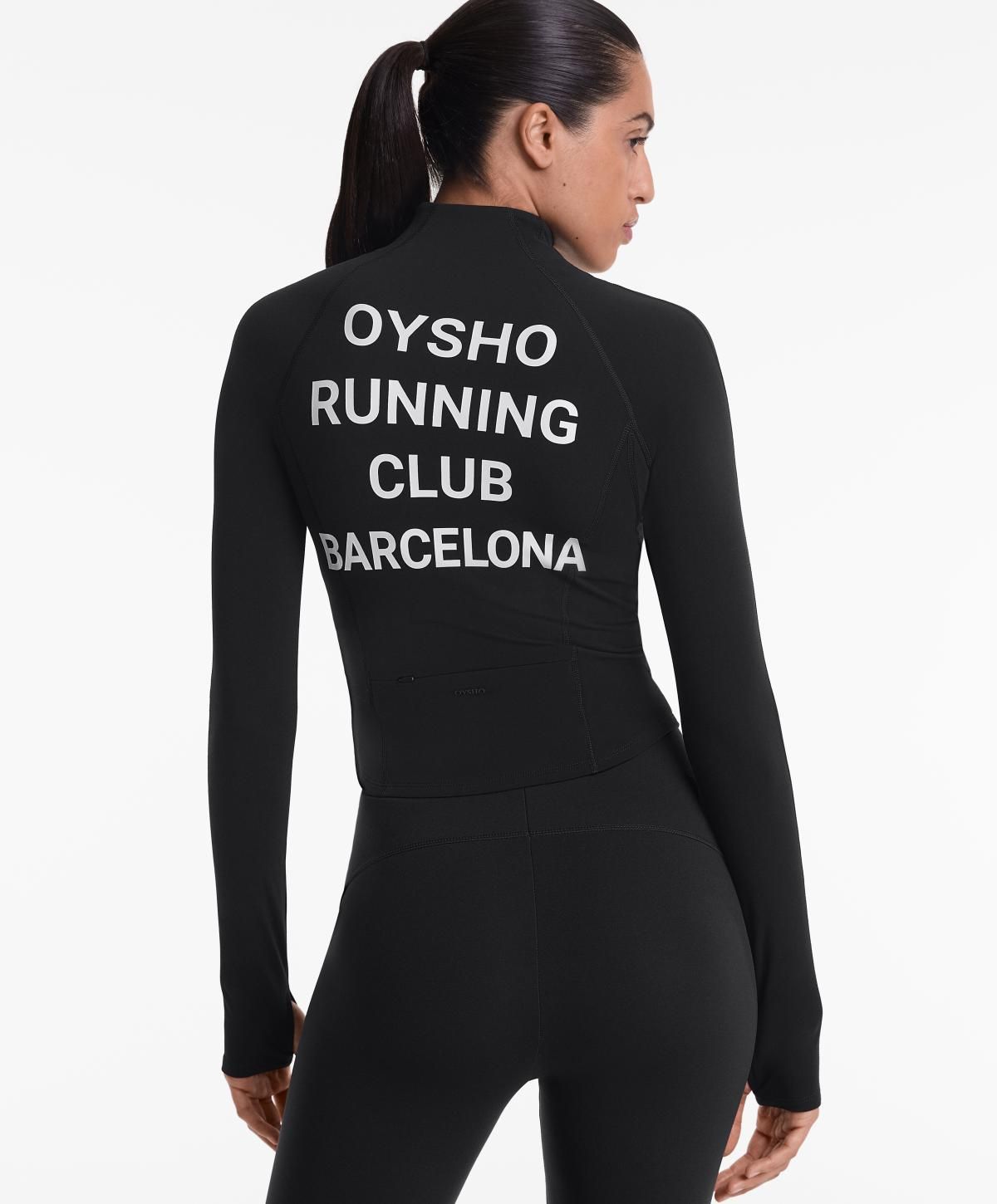 오이쇼 테크니컬 웜 러닝 집업 재킷 OYSHO RUNNING CLUB BARCELONA 8181/953 BLACK - 상세 이미지 2