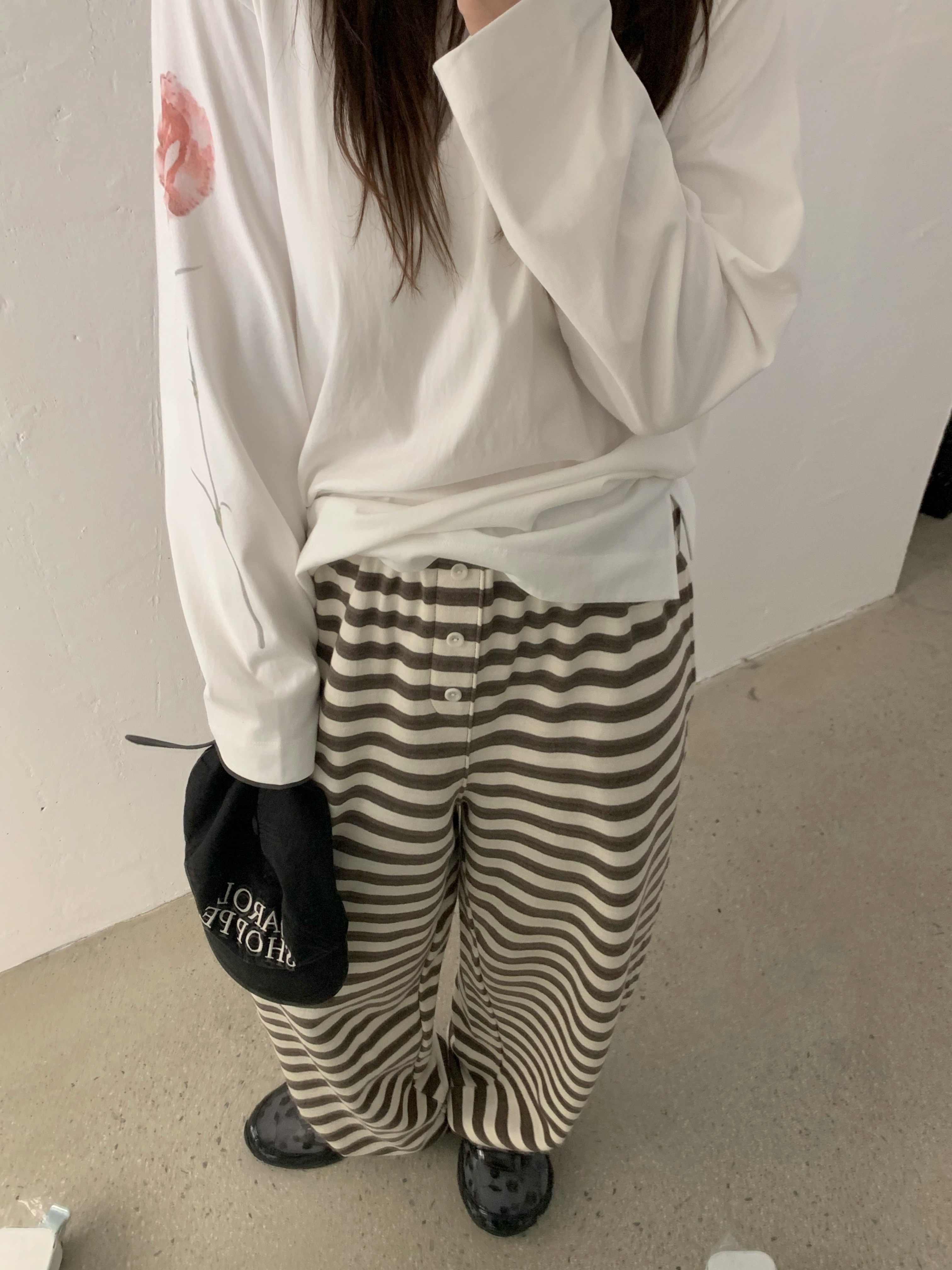 [당일발송] 바스켓 올데이 조거팬츠 브리프 스트라이프 와이드 밴딩팬츠 (3c) - 상세 이미지 3