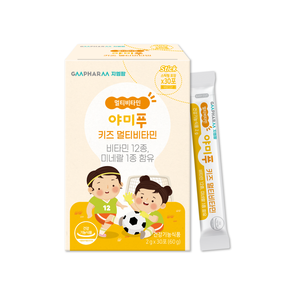 지엠팜 야미푸 키즈 멀티비타민 어린이 아이 미네랄 면역력 아연 비타민B 30포, 1개 제품 이미지