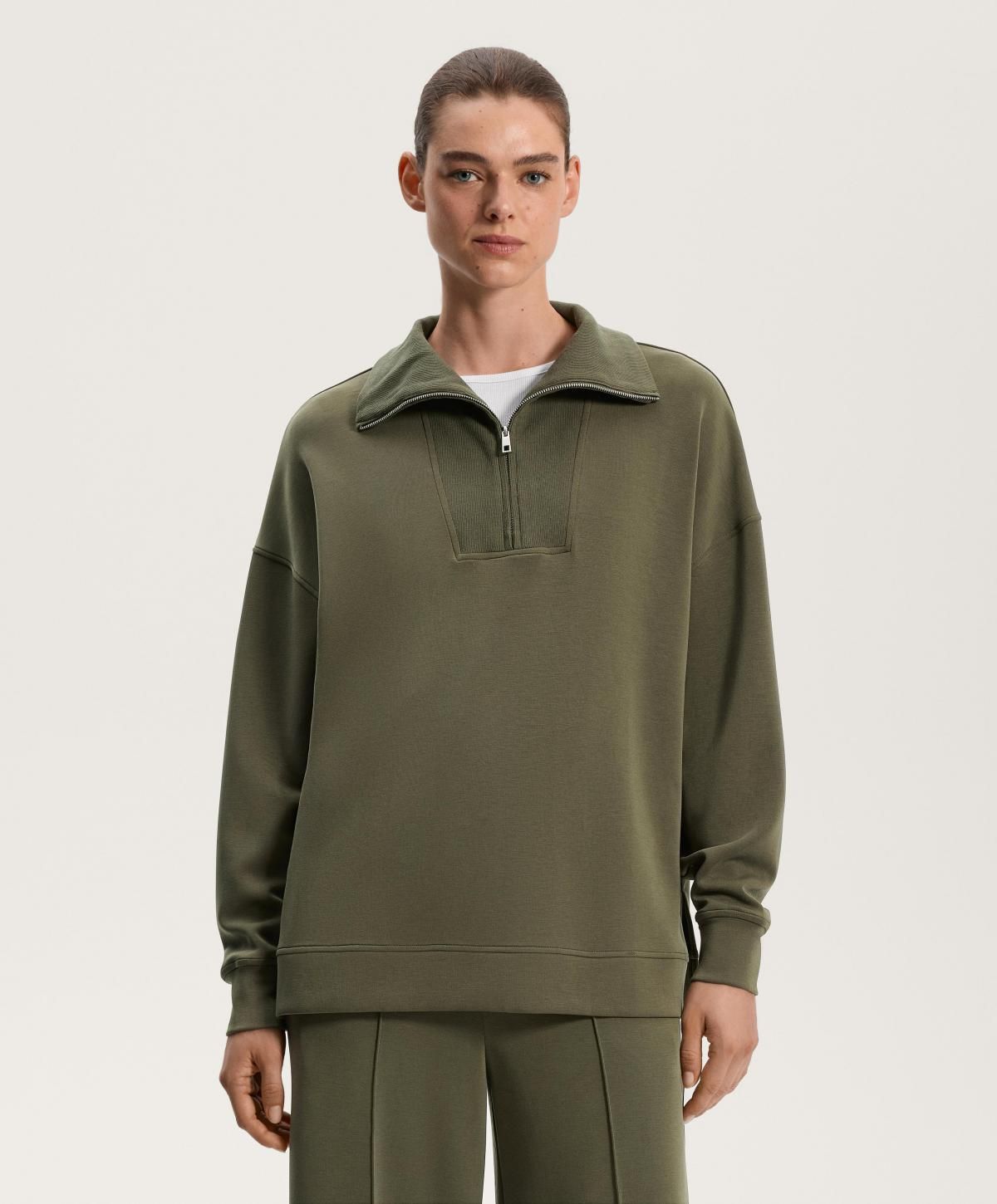오이쇼 소프트 모달 하프집업 카키 긴팔 맨투맨 3791/780 KHAKI - 상세 이미지 2