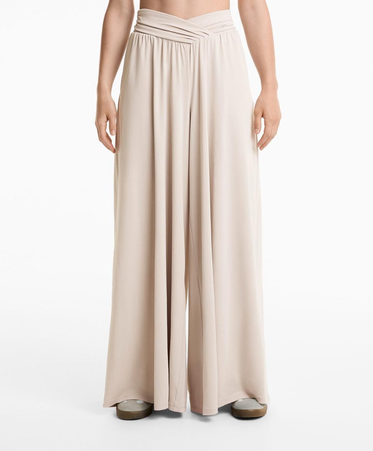 오이쇼 모달 와이드 V컷 웨이스트 플루이드 팬츠 3332/738 PALEMINK - 상품 이미지