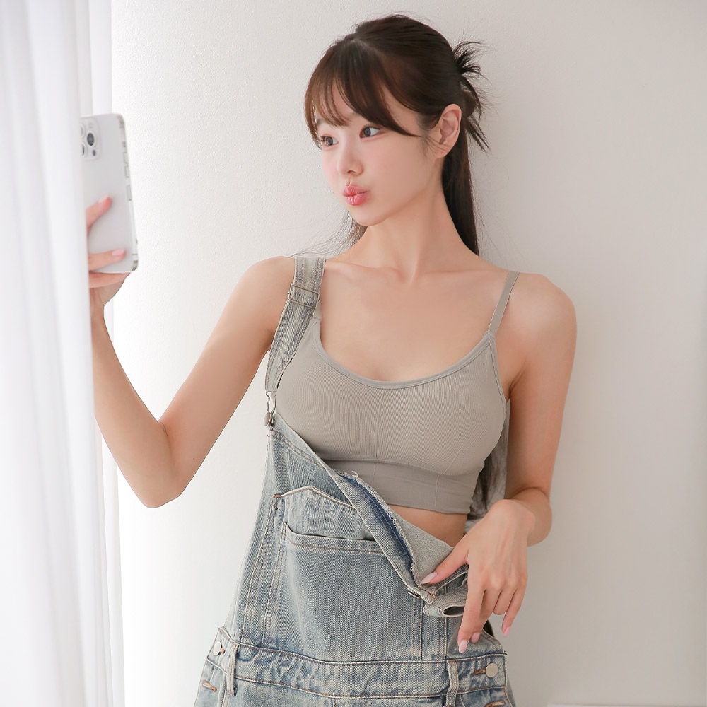 (1+1) 코지랩 크롭 나시 브라렛 데일리 슬림 골지 볼륨업 캡내장 여름 사계절 이너웨어 브라탑 이미지 6