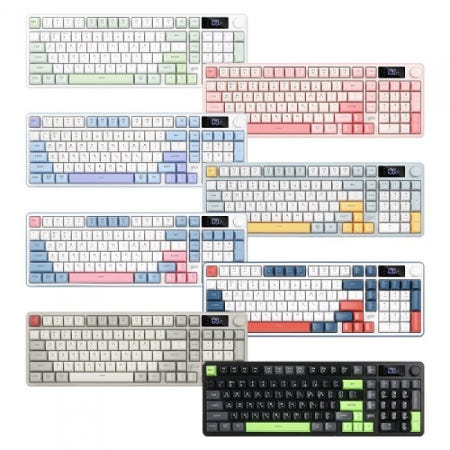 지클릭커 OFFICEPRO WK50 사일런스 M RGB 풀윤활 무소음 방수 무선 블루투스 LCD 98 (Poker Green) RC1