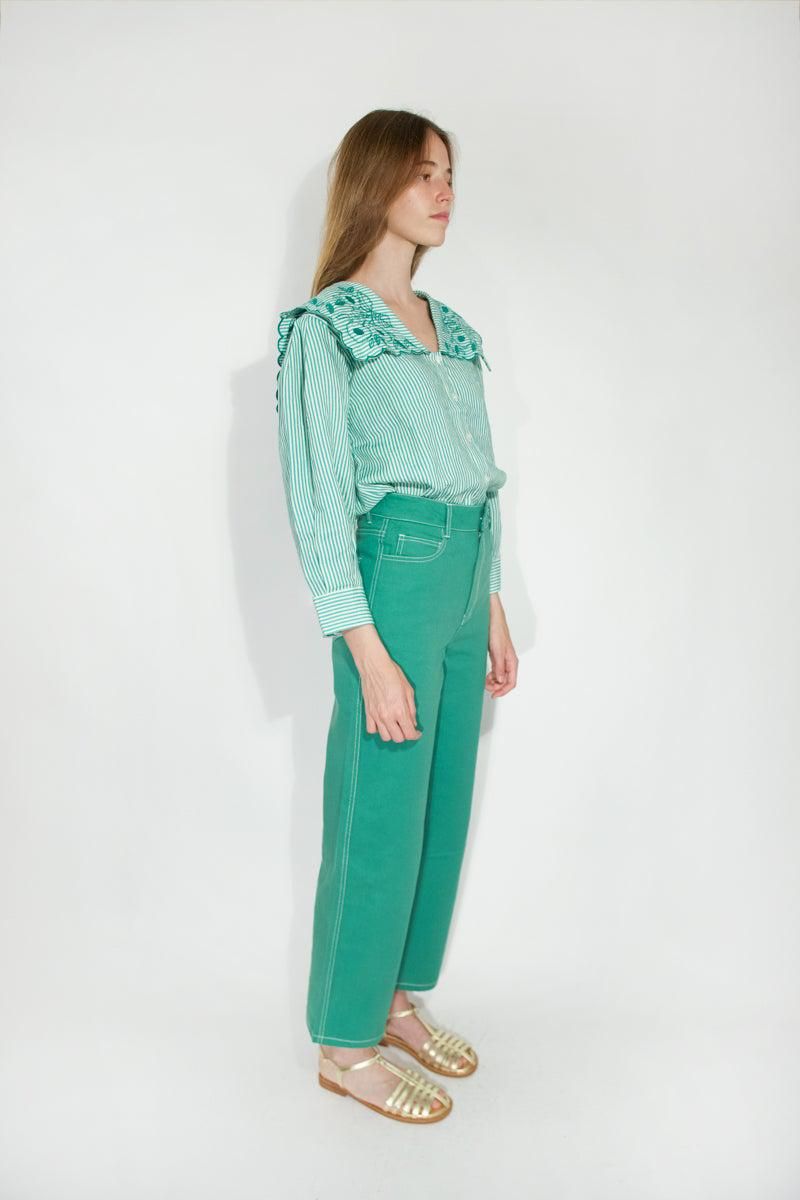 타이니코튼 스트라이프 자수 블라우스 SS25-675R27 ONE COLOR - 상세 이미지 5