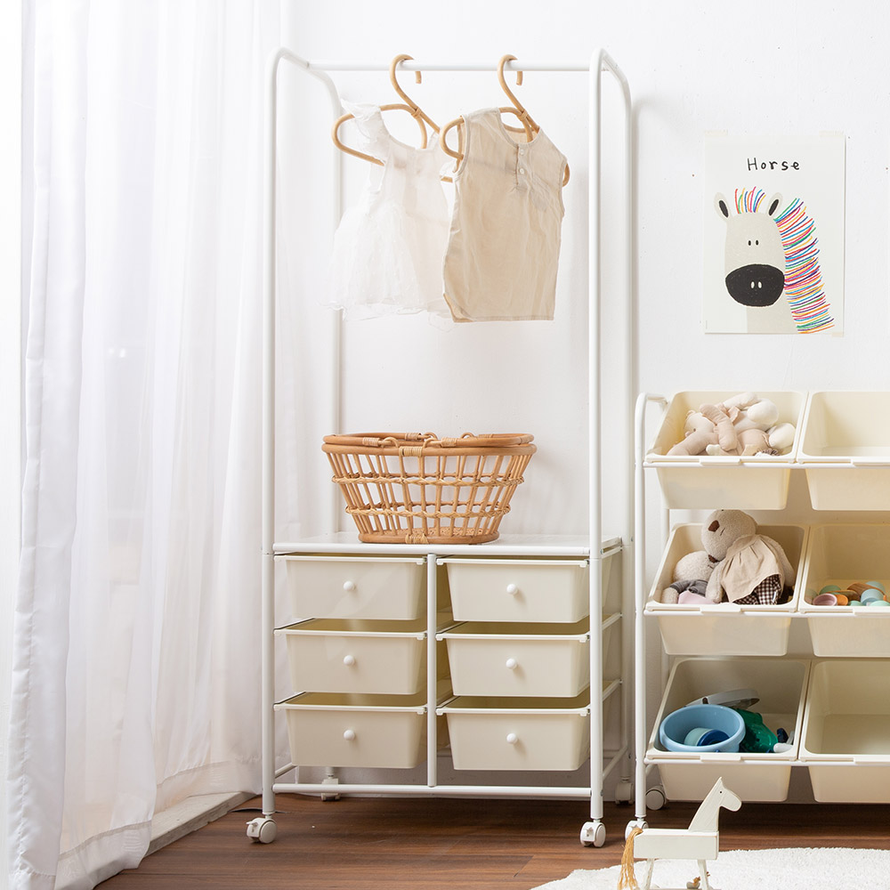 이동식 트롤리행거 옷걸이 튼튼한 서랍형 유아행거 스텐드옷걸이 원룸 아이방