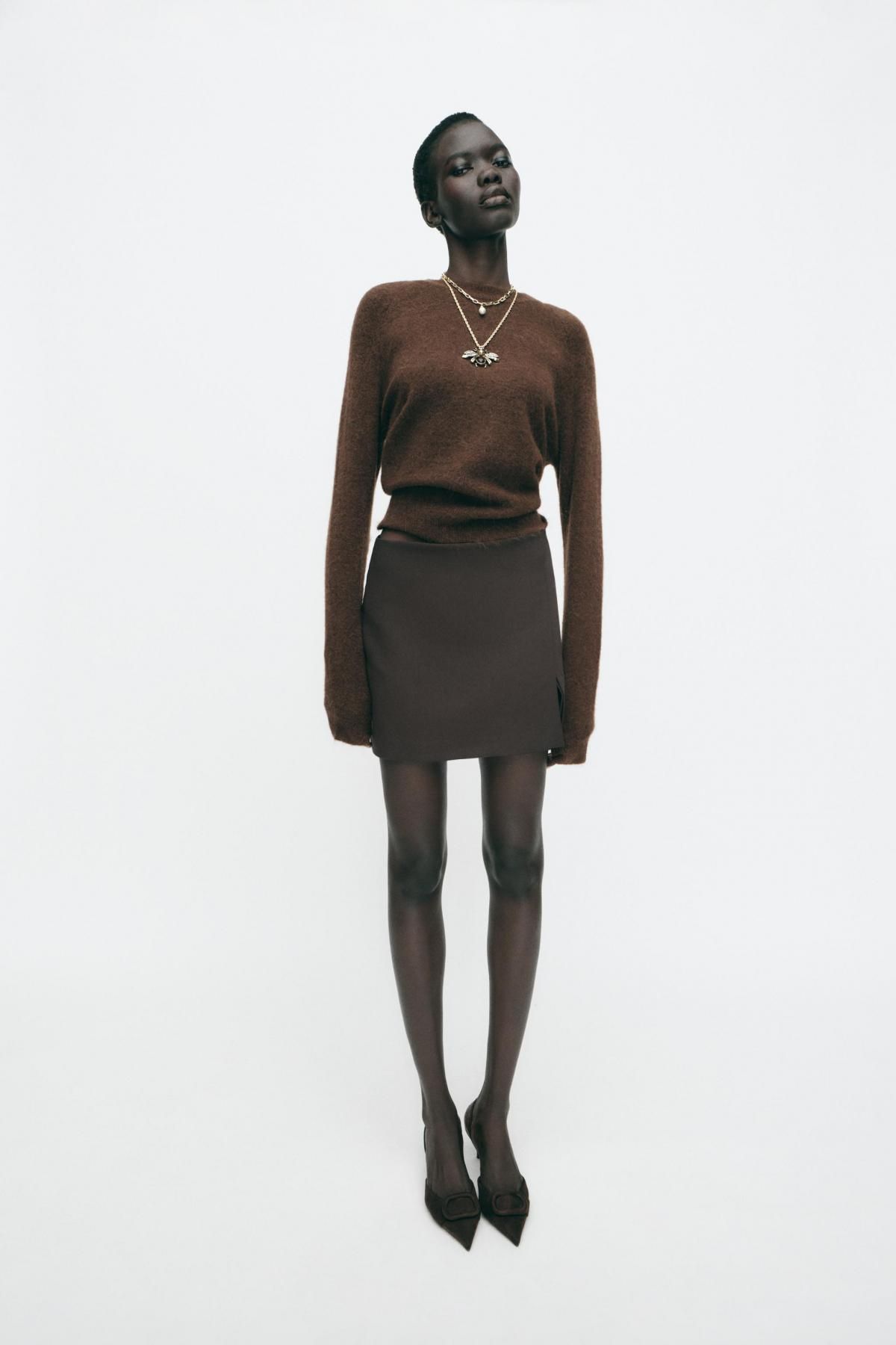 자라 미니멀 라운드넥 니트 브라운 스웨터 9598/151 BROWN - 상세 이미지 2