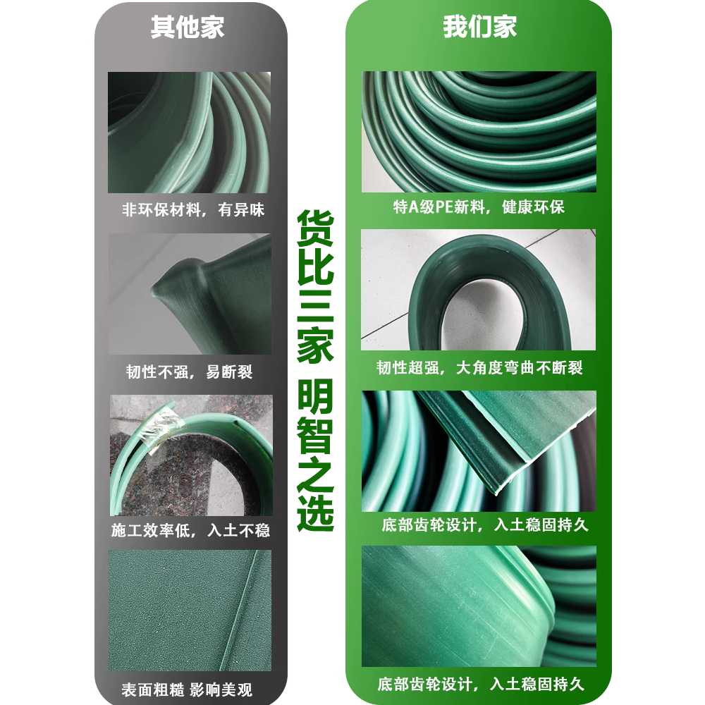 정원 잔디 분리대 화단 경계석 플라스틱 조경 경계대 폭 15cm 100m(PE 두껍게) - 상세 이미지 2