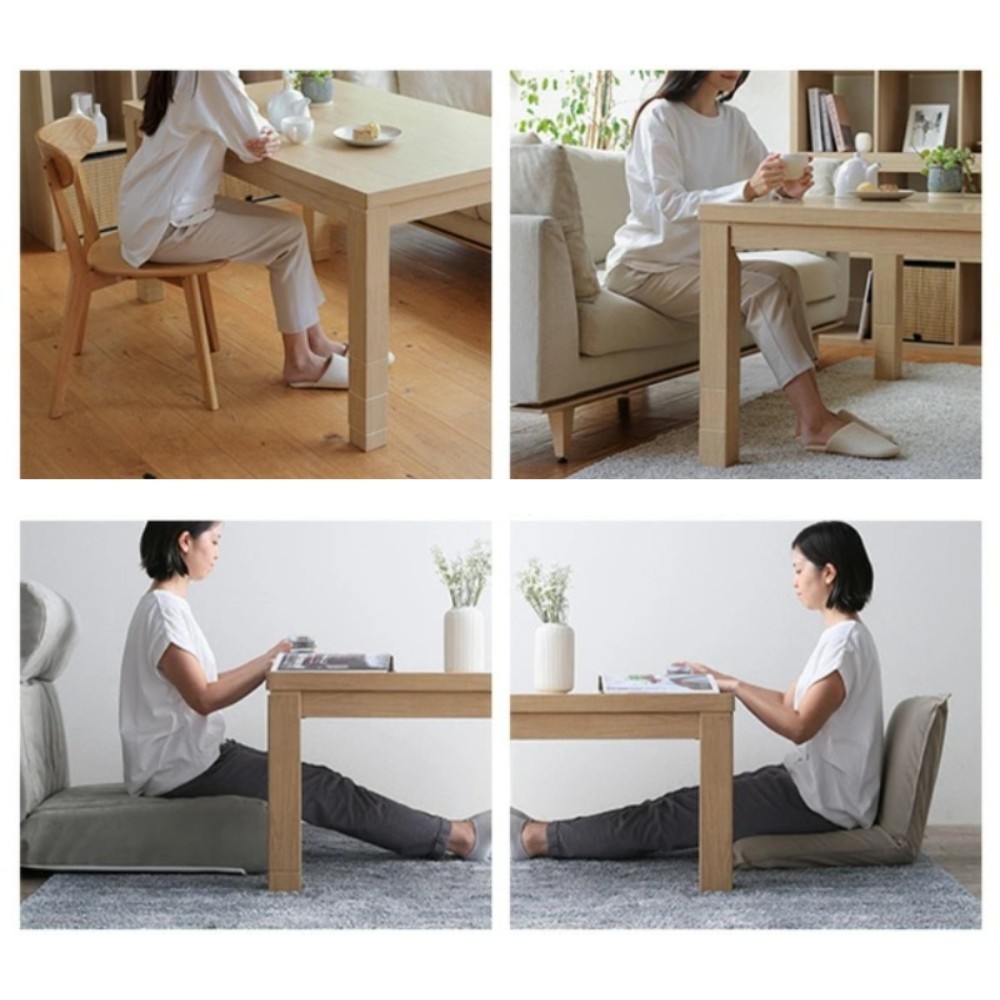 SAI 일본 식탁형 다이닝 코타츠 온열 사각 테이블 + 전용 이불 세트 (의자 미포함)