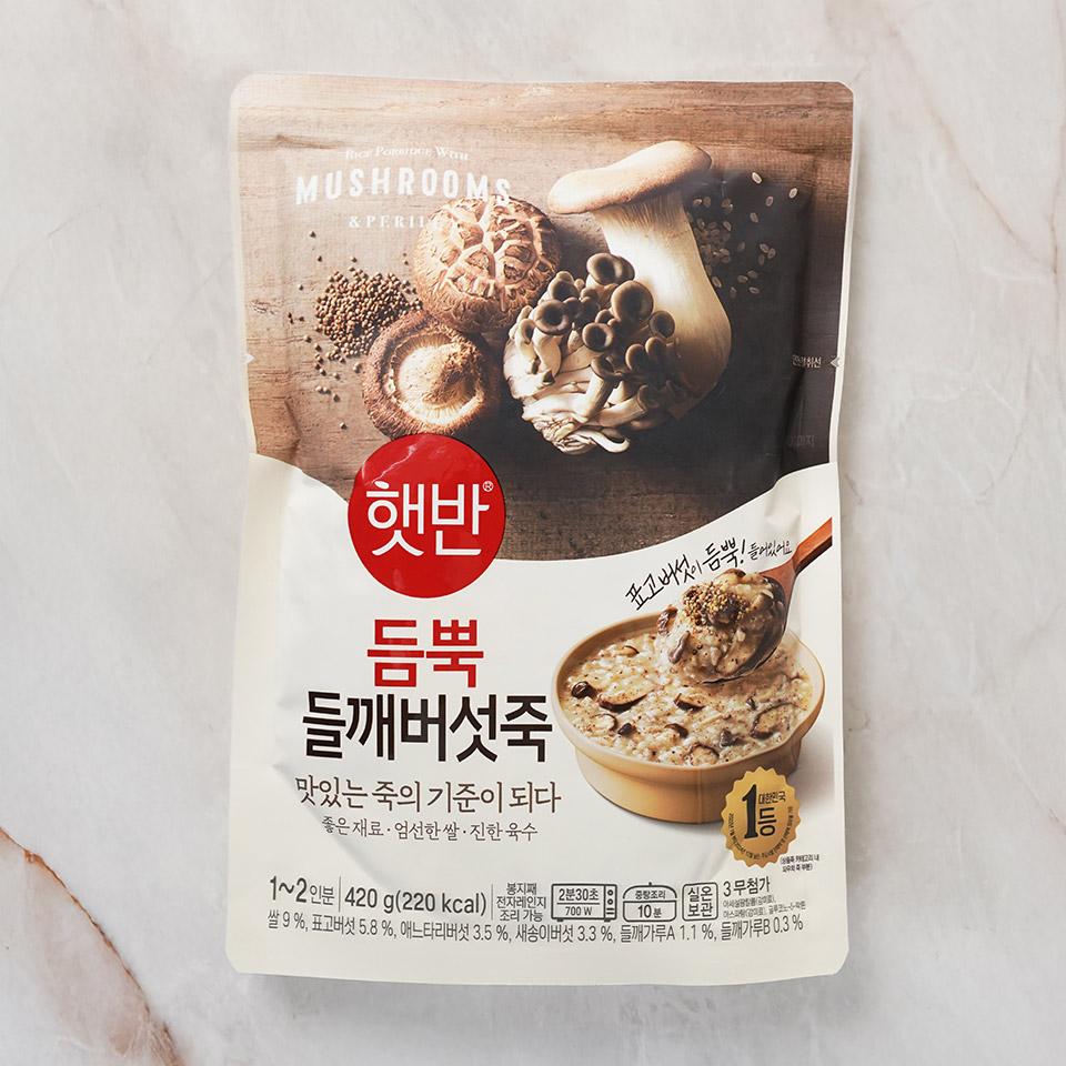 메가마트 CJ 햇반 듬뿍 들깨버섯죽 420g - 상품 이미지