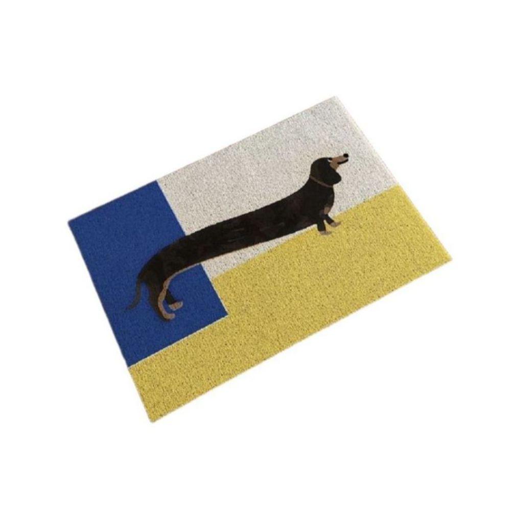 닥스훈트 러그 강아지 방수 카펫 발매트 옐로우 블루 60x90cm - 상품 이미지