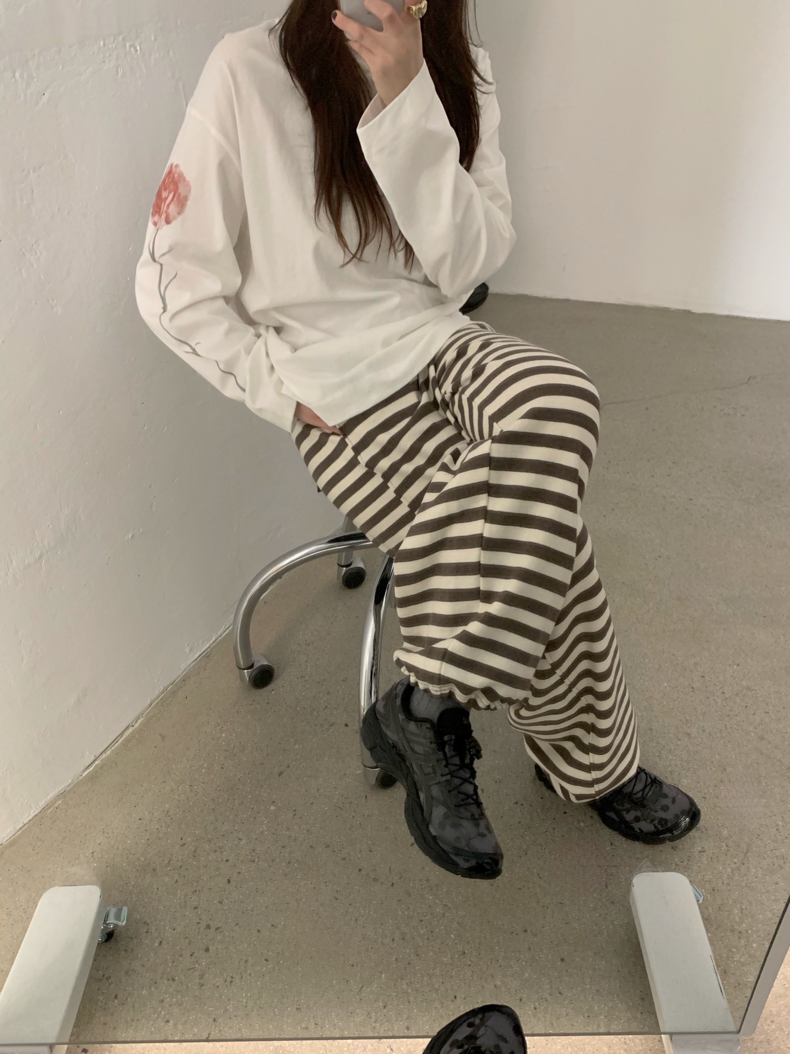 [당일발송] 바스켓 올데이 조거팬츠 브리프 스트라이프 와이드 밴딩팬츠 (3c) - 상세 이미지 2