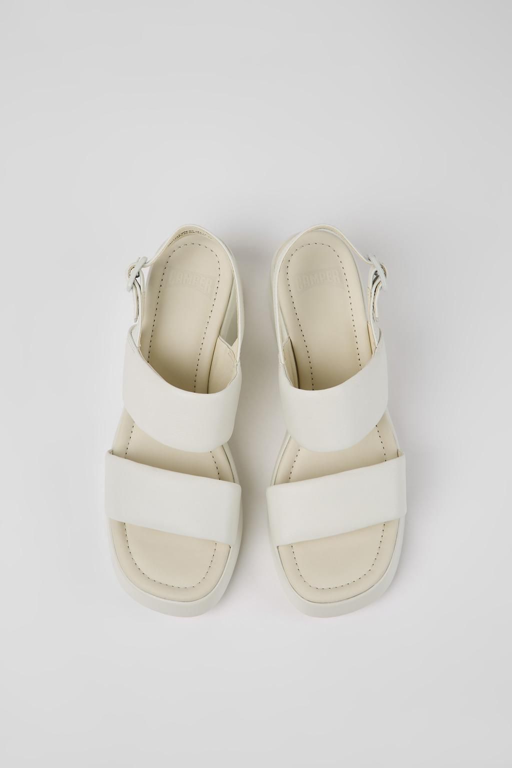 캠퍼 화이트 레더 웨지 스트랩 샌들 Kaah K201352-009 WHITE - 상세 이미지 4
