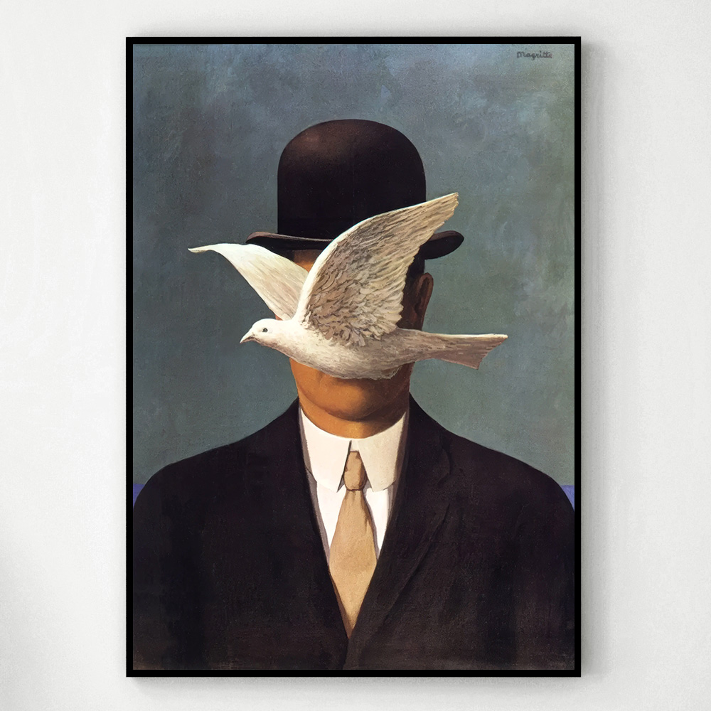 르네 마그리트 인테리어 그림 액자 포스터 명화 Man in a Bowler Hat 1964 - 상세 이미지 2