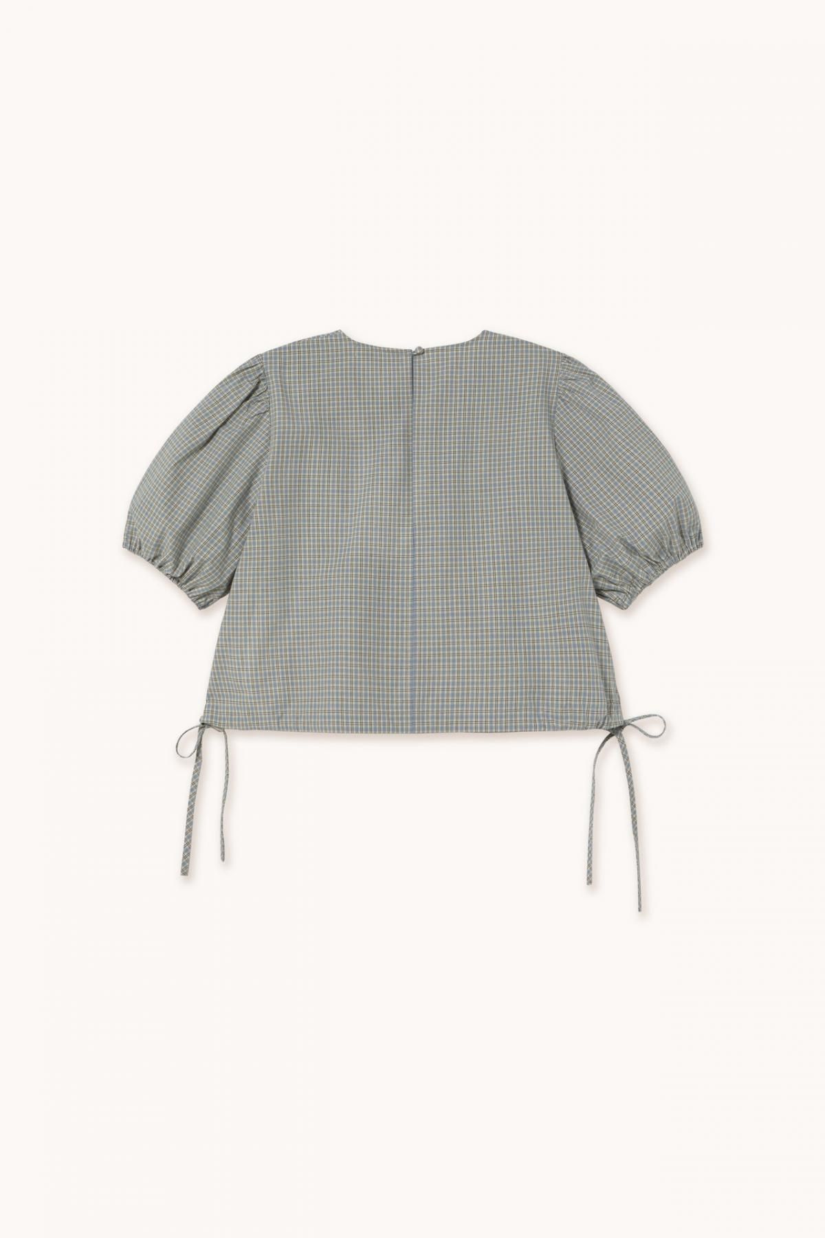 타이니코튼 체크 퍼프소매 스트링 블라우스 SS25-684R30 ONE COLOR - 상세 이미지 4