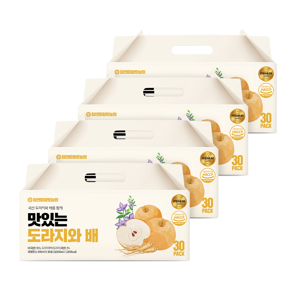 참앤들황토농원 맛있는 도라지와 배즙 100ml 30포, 4개 - 메인 이미지