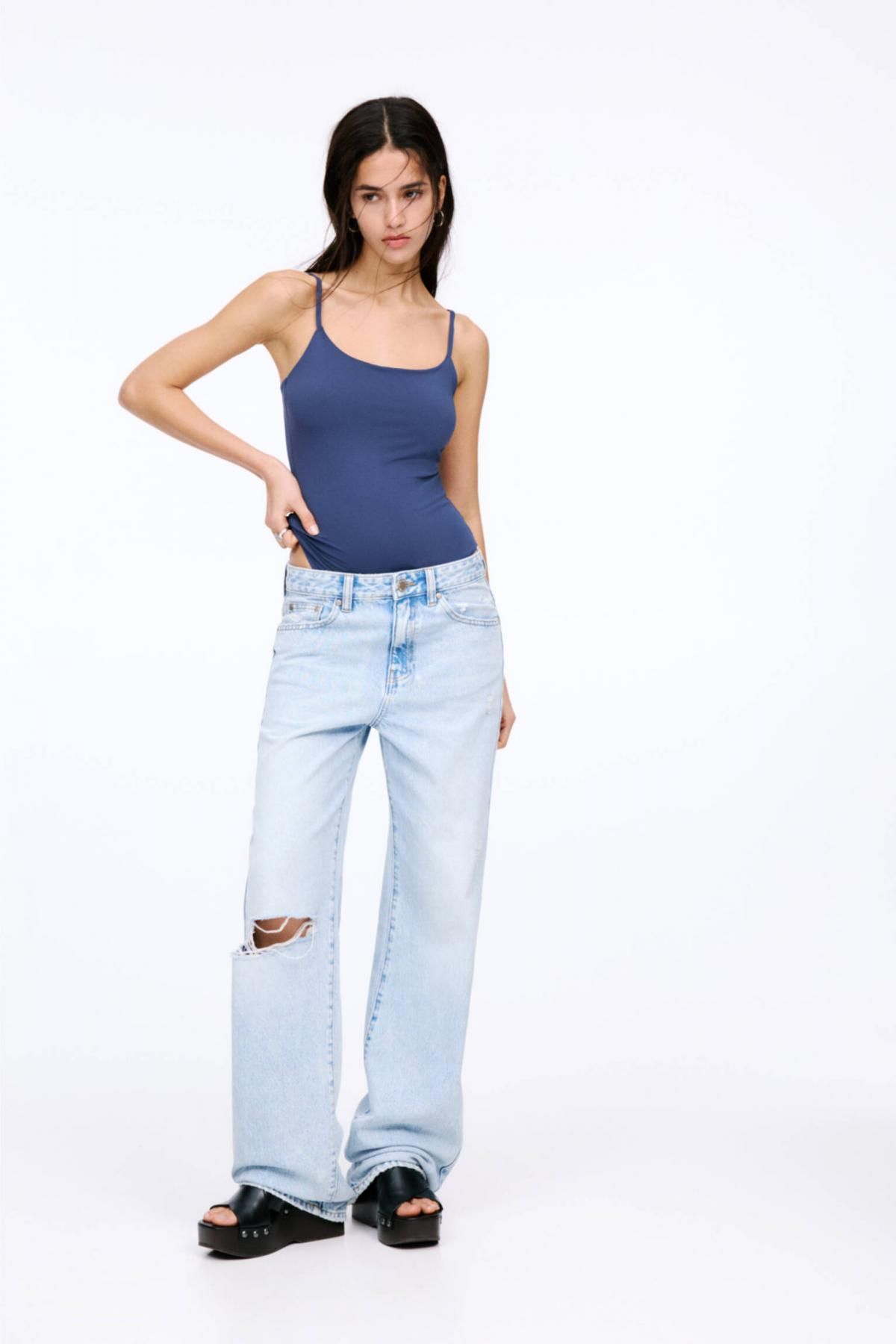 풀앤베어 베이직 스트레치 폴리아미드 스트랩 바디수트 3239/304 NAVY - 상세 이미지 2