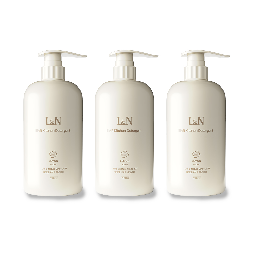 L&N 비아르주방세제 본품 600ml, 레몬향, 3개 - 상품 이미지