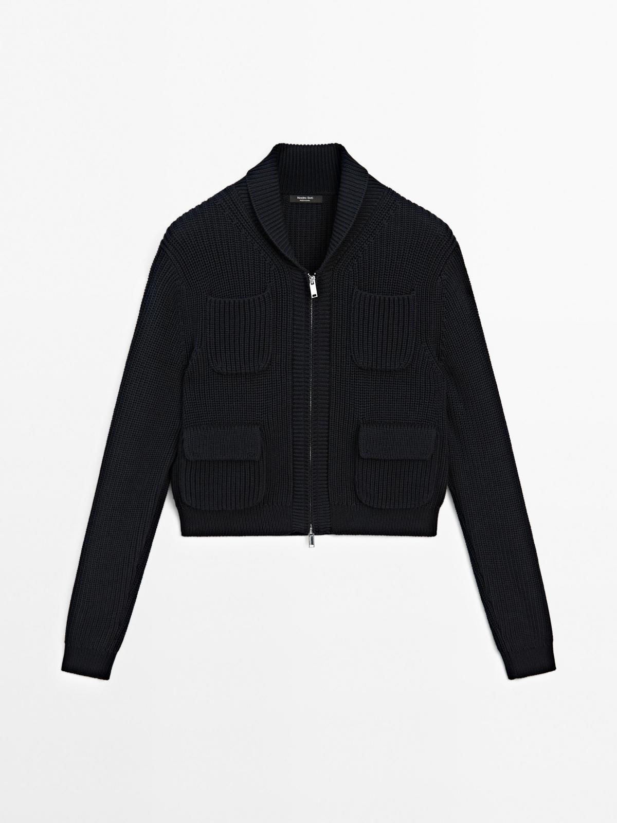 마시모두띠 테크니컬 하이넥 집업 니트 가디건 5736/836 NAVY BLUE - 메인 이미지