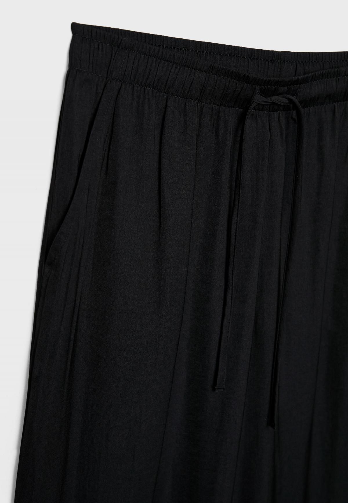 스트라디바리우스 와이드핏 새틴 웨이스트 밴딩 팬츠 1235/400 BLACK - 상세 이미지 4