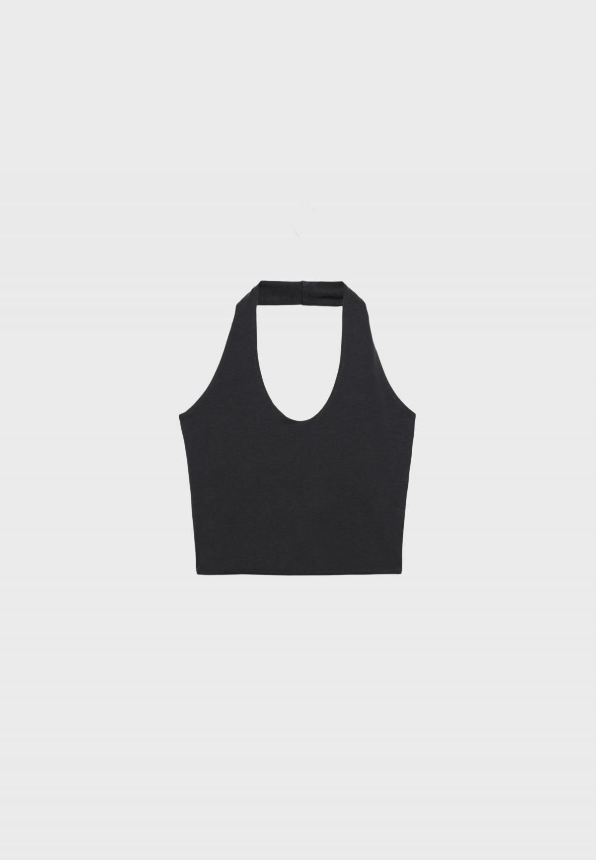 스트라디바리우스 베이직핏 홀터넥 크롭탑 2535/341 BLACK - 상세 이미지 2