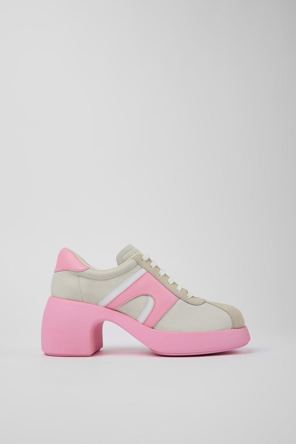 캠퍼 컬러블록 레더 누벅 레이스업 슈즈 Thelma K201598-003 WHITE - 상품 이미지