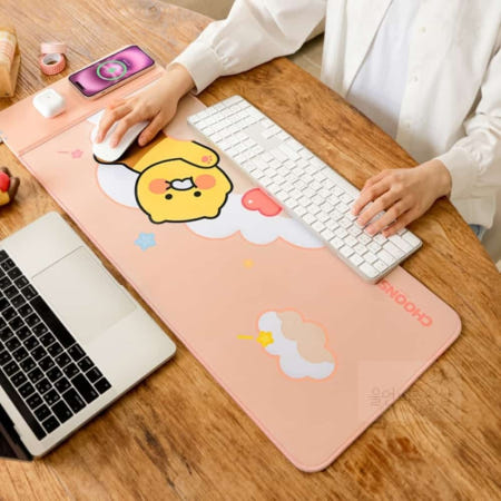 [울언니추천샵] 춘식이 무선충전 마우스 장패드 핑크 마우스패드무선충전 무선충전기패드 고속무선충전기 패드형무선충전기 키보드마우스장패드무선충전