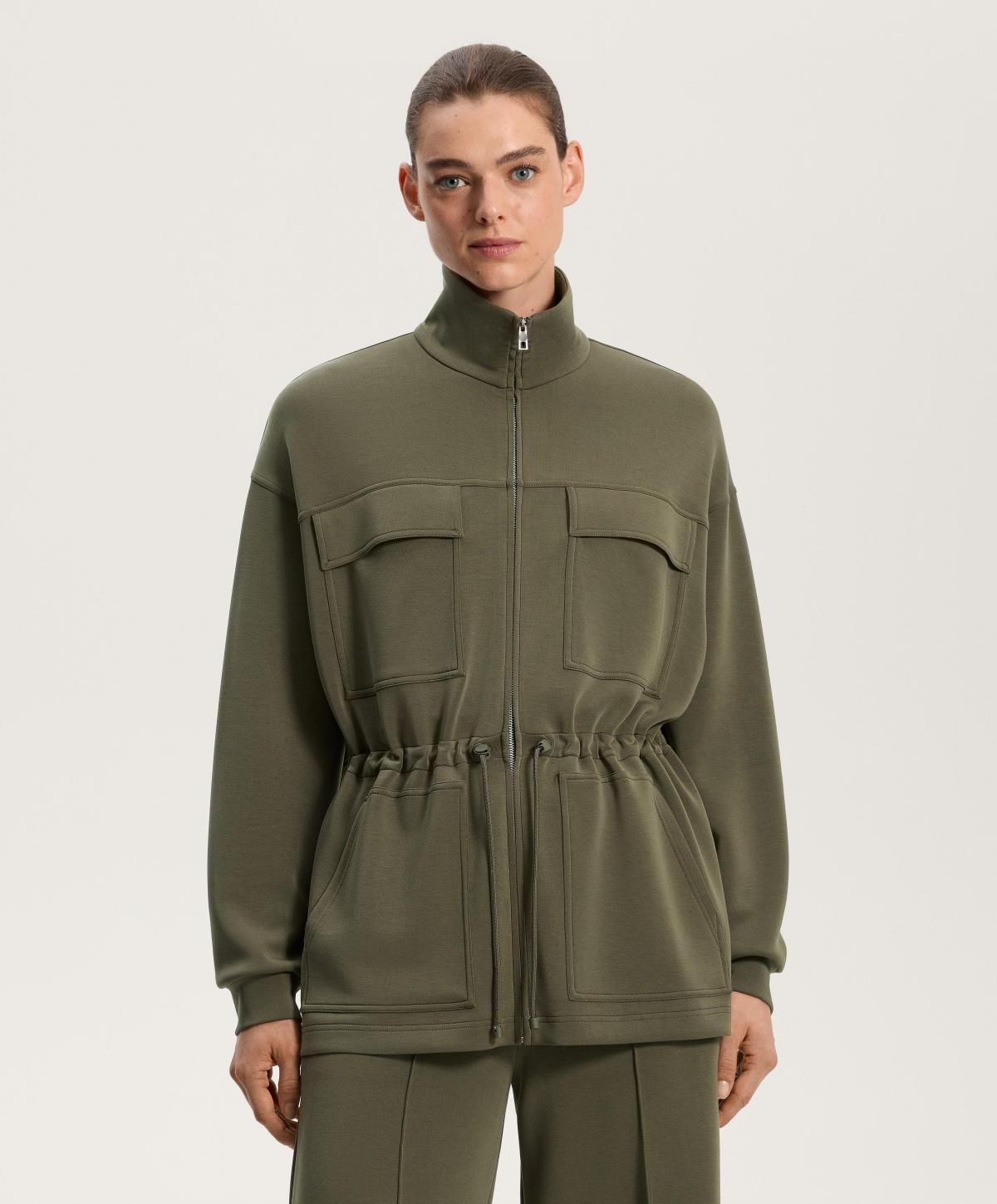 오이쇼 소프트 모달 포켓 집업 스트링 롱 재킷 2913/791 KHAKI - 상세 이미지 2