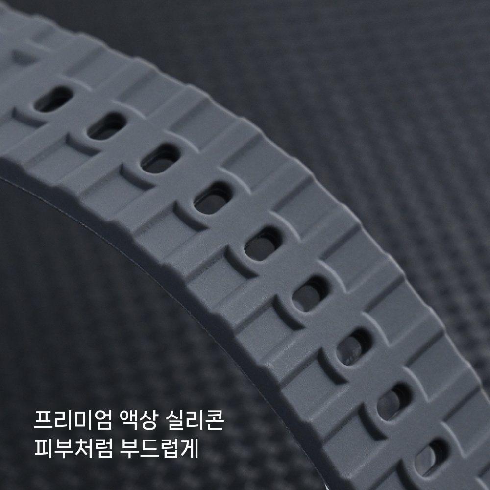 애플워치11 울트라3 se3 스트랩 팔찌 통기성 액체 실리콘 메탈 커넥터 밴드 - 상세 이미지 4