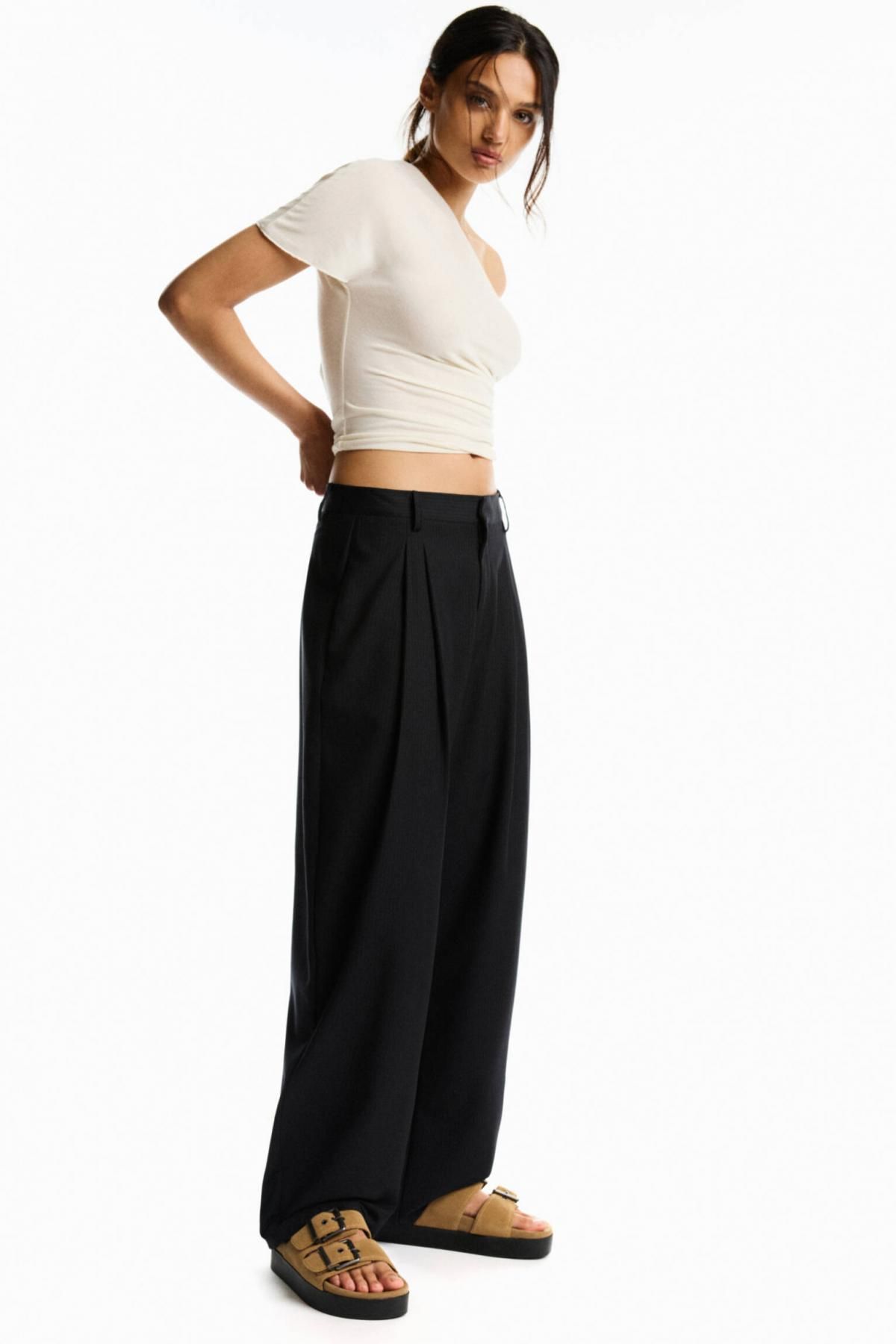 풀앤베어 스마트 하이웨이스트 스트레이트 슬랙스 팬츠 3680/349 BLACK - 상세 이미지 2