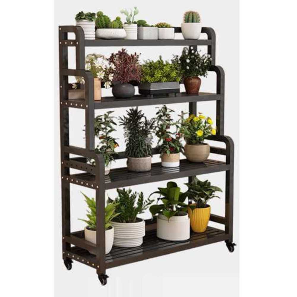 철제 화분 스탠드 다이 거실 장식 식물 진열 선반 3단 - 블랙 80cm - 상품 이미지