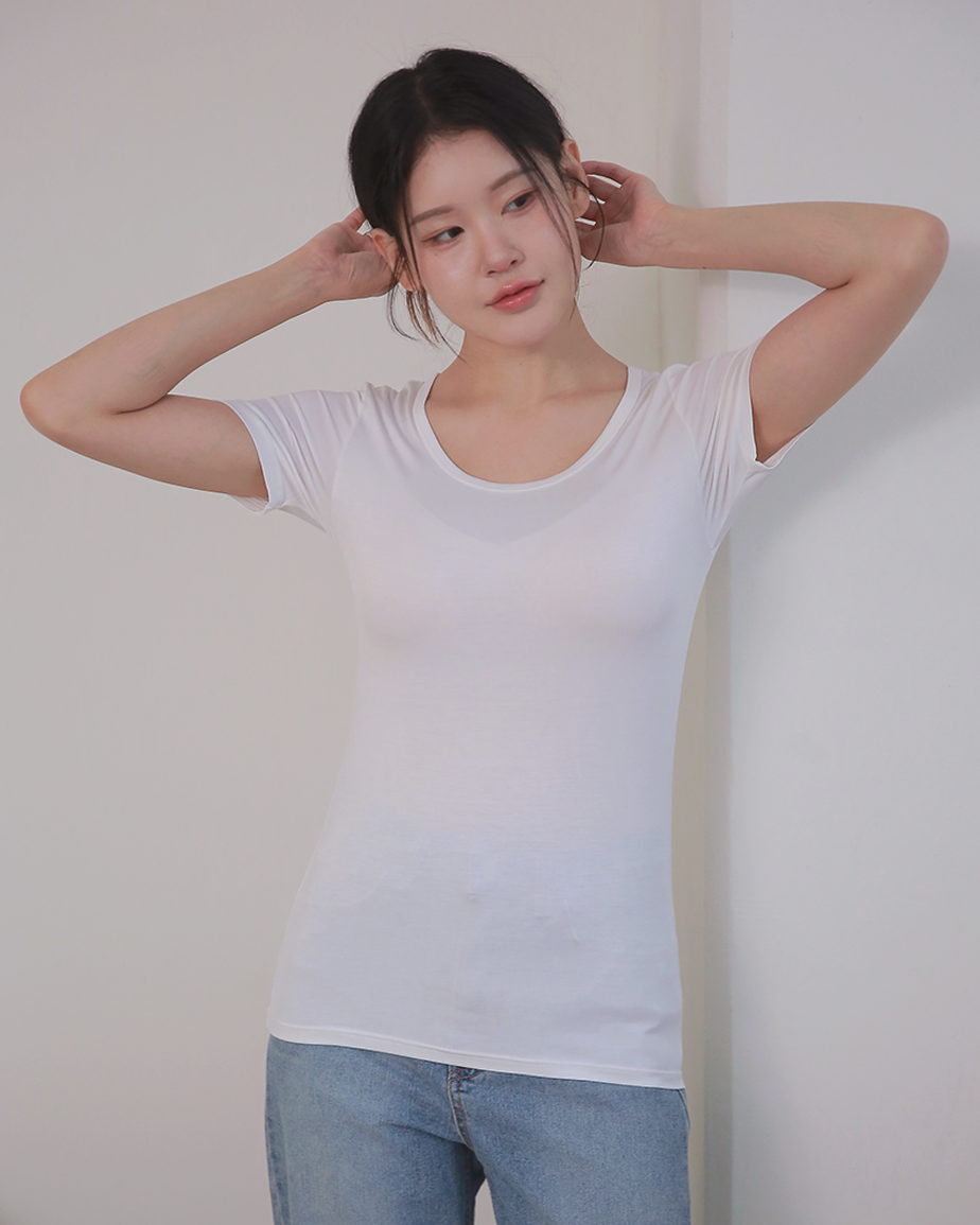 DDO 모달 여성 내복 히트앤웜 상의 긴팔 반팔 겨울 여자 내의 발열 보온 기모이너 슬림핏 - 상세 이미지 4