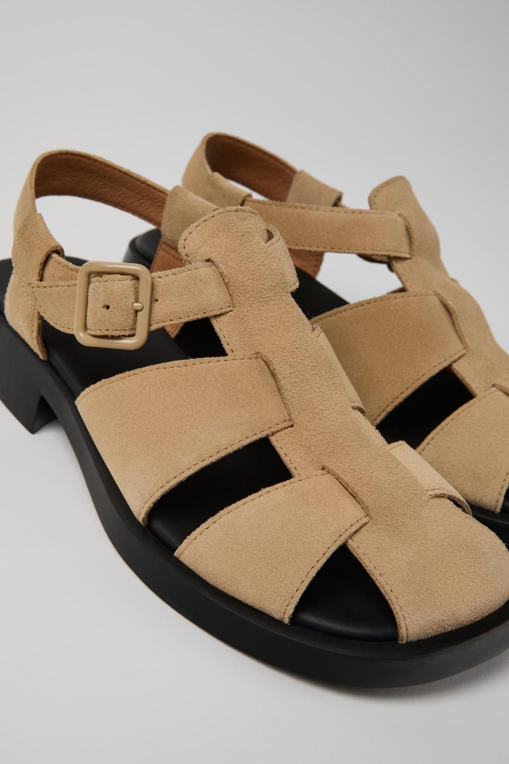 캠퍼 컨템포러리 스트랩 베이지 누벅 샌들 K201489-009 BEIGE - 상세 이미지 2