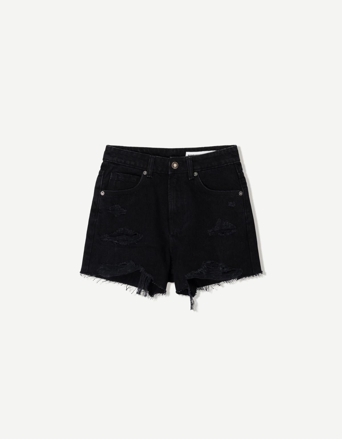 버쉬카 리핑 데님 쇼츠 3195/089 BLACK - 상품 이미지
