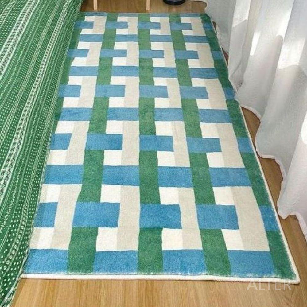 빈티지 블루 그린 긴 러그 침대 카페트 거실 침실 블루그린 50x150cm - 상세 이미지 5