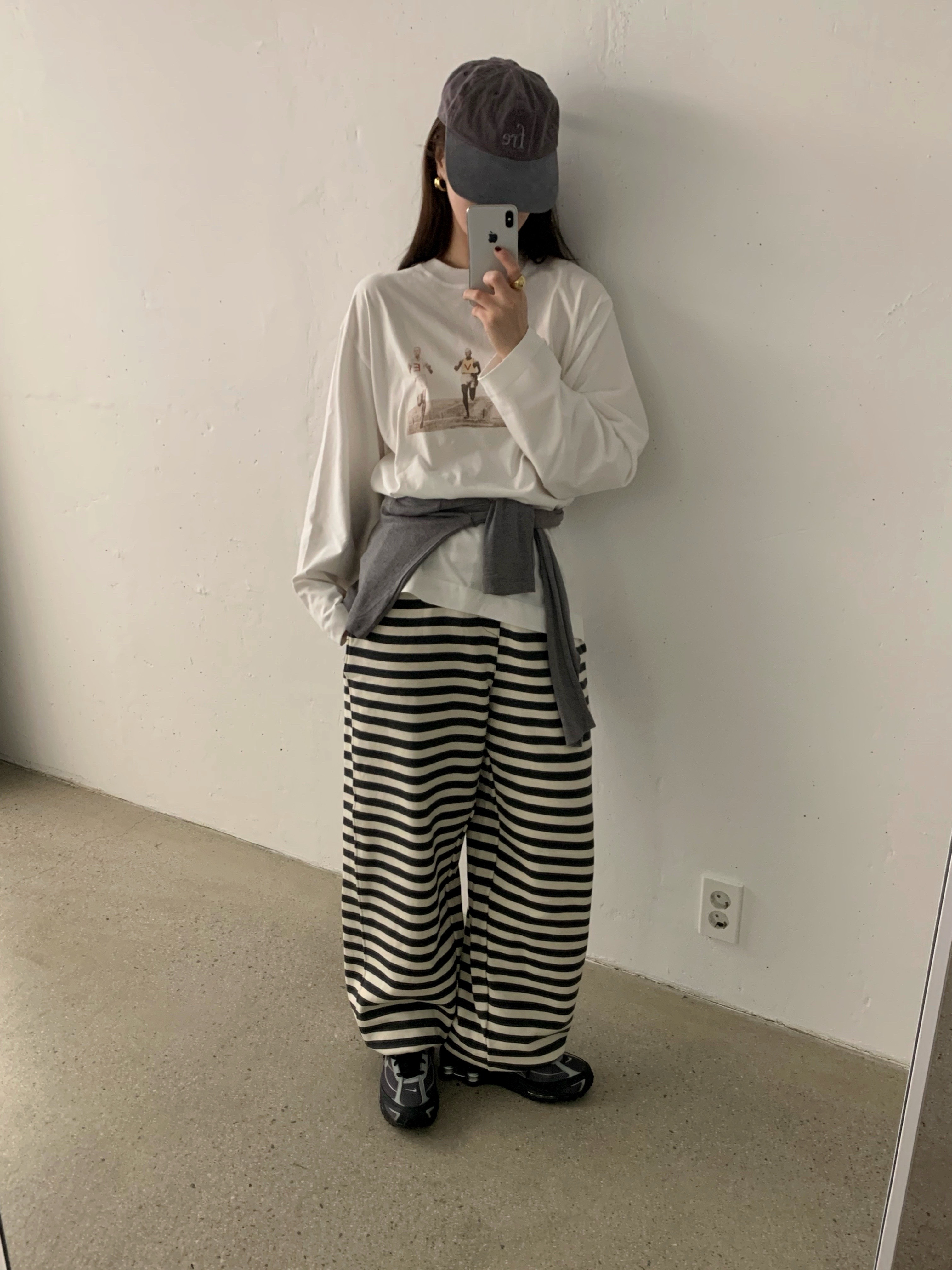 [당일발송] 바스켓 올데이 조거팬츠 브리프 스트라이프 와이드 밴딩팬츠 (3c) - 상세 이미지 5