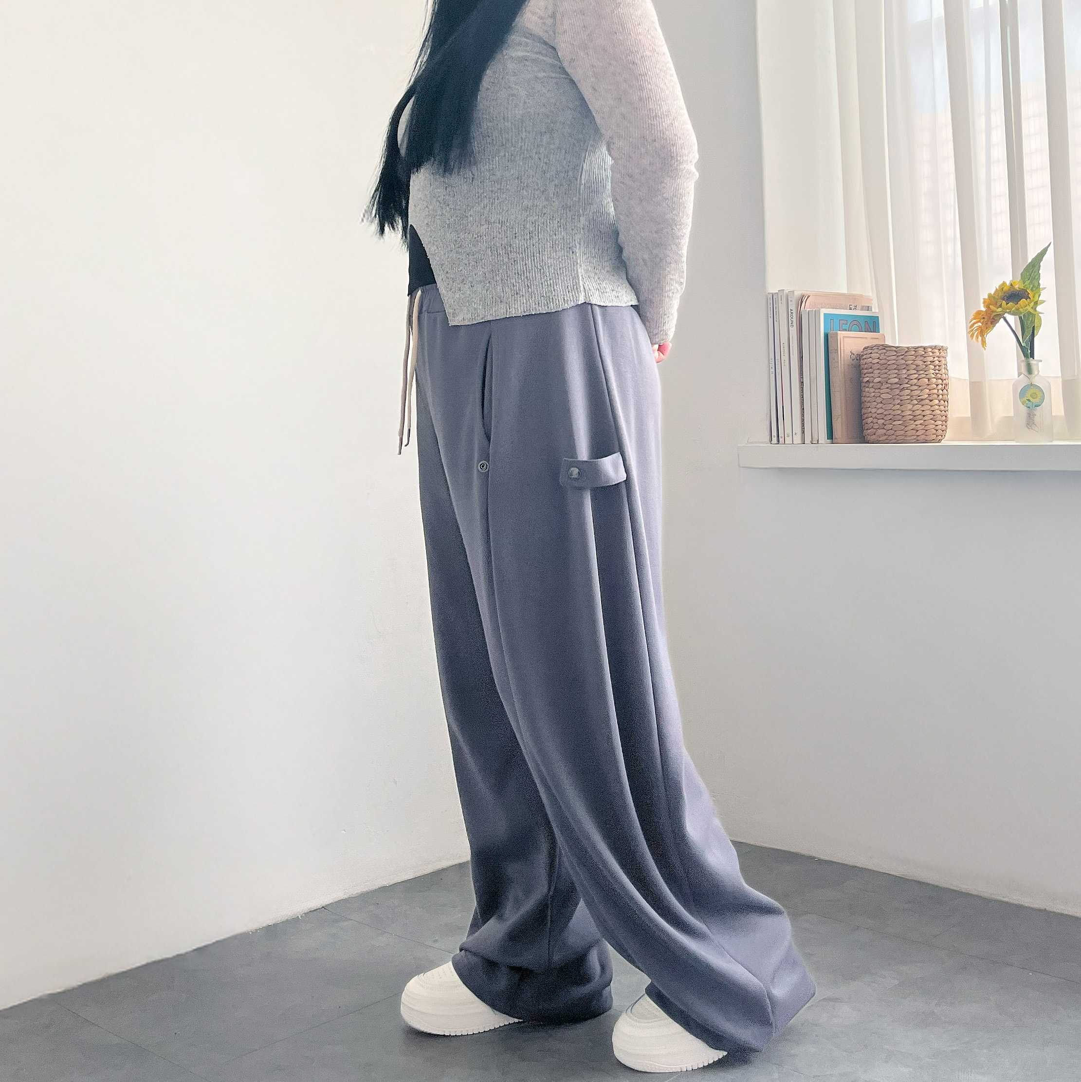 절개와이드 여자벌룬 사이드스냅팬츠 - 상세 이미지 3