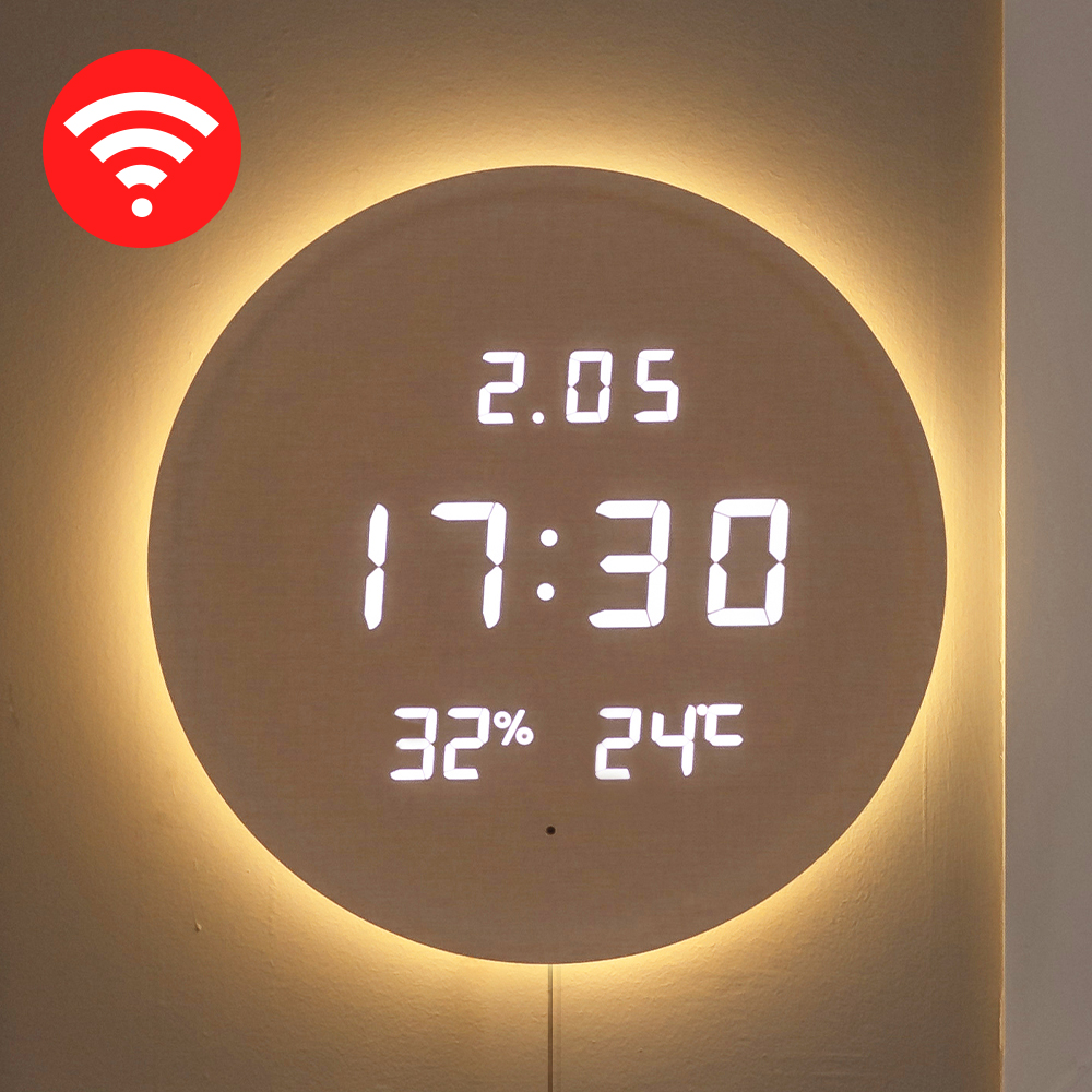 플라이토 벽시계 LED 벽걸이 3세대 백라이트 인테리어 디지털 전자 거실 집들이 루나 온습도 와이파이 제품 이미지