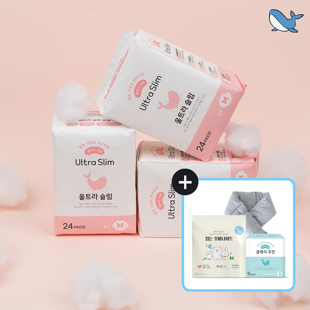 춤추는고래 대용량 생리대 중형 24P x 3팩 /72매 - 상품 이미지
