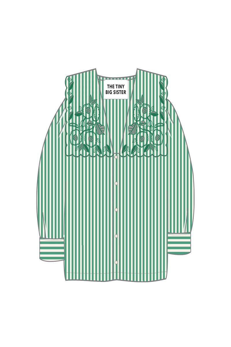타이니코튼 스트라이프 자수 블라우스 SS25-675R27 ONE COLOR - 상세 이미지 2