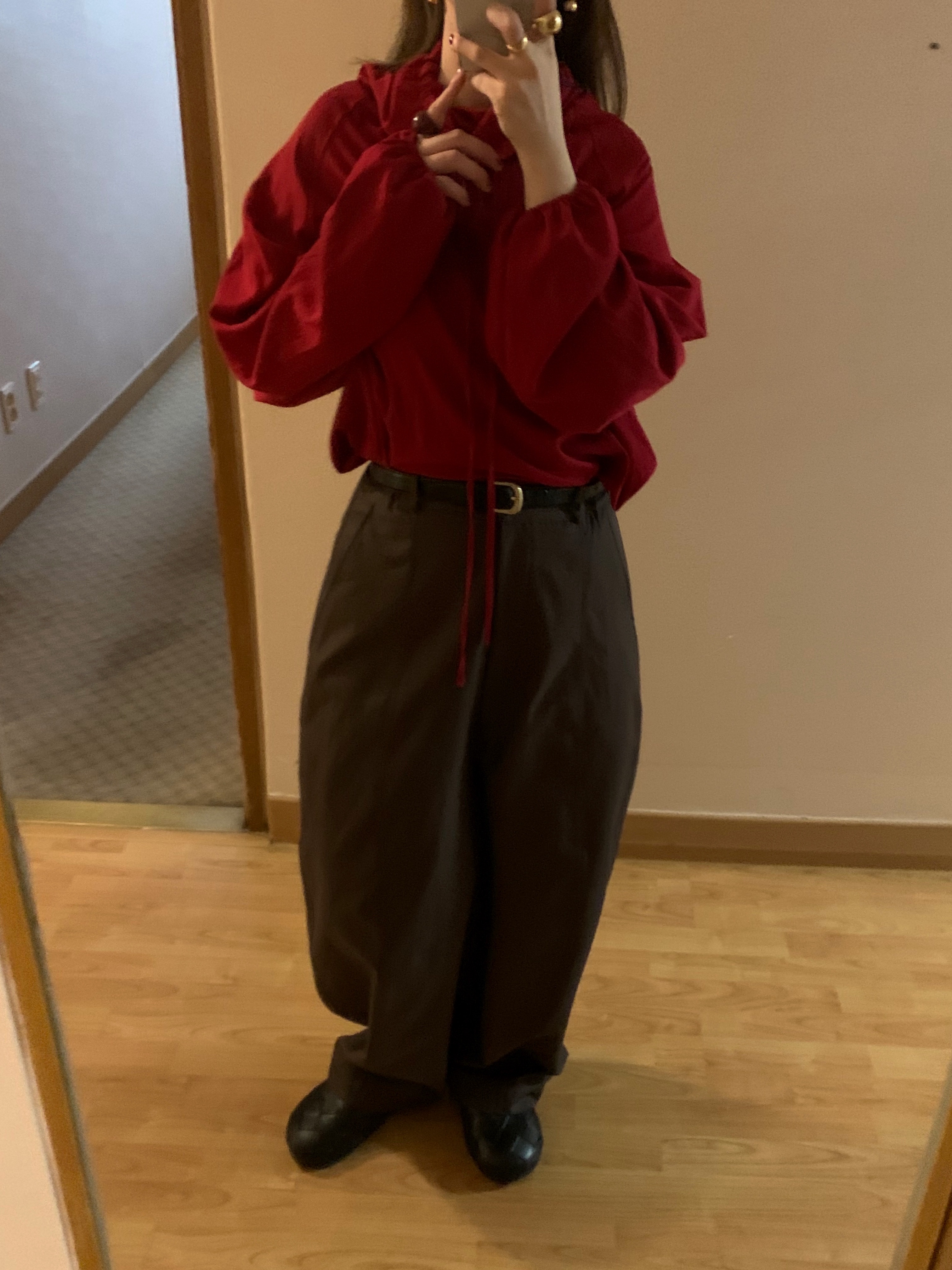 [마지막수량/당일발송] 바스켓 에크루팬츠 커브팬츠 절개 아방 밴딩바지 와이드 슬랙스 (2c) - 상세 이미지 4