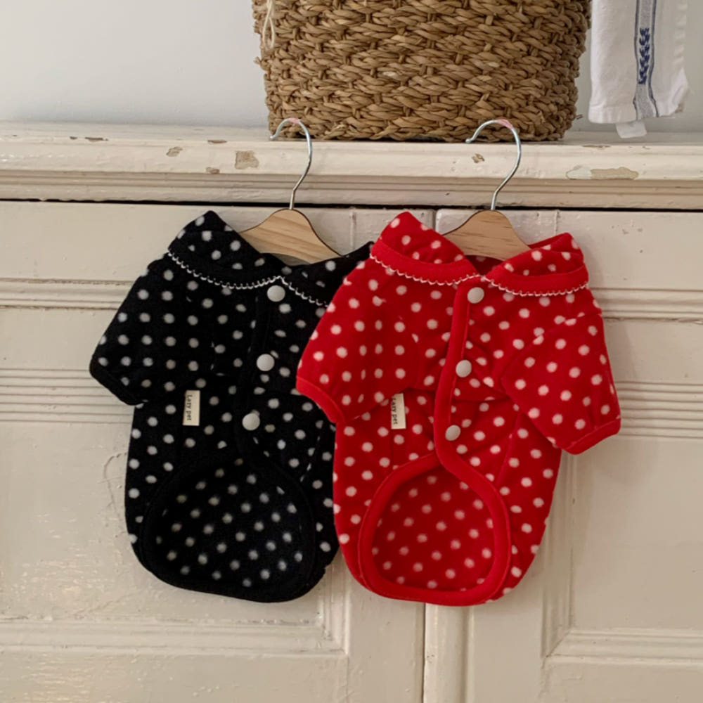 땡땡이 카라 후리스 / 강아지겨울옷 따뜻한옷 애견점퍼 잠바 아우터 플리스 데일리룩 S : 라브니즈