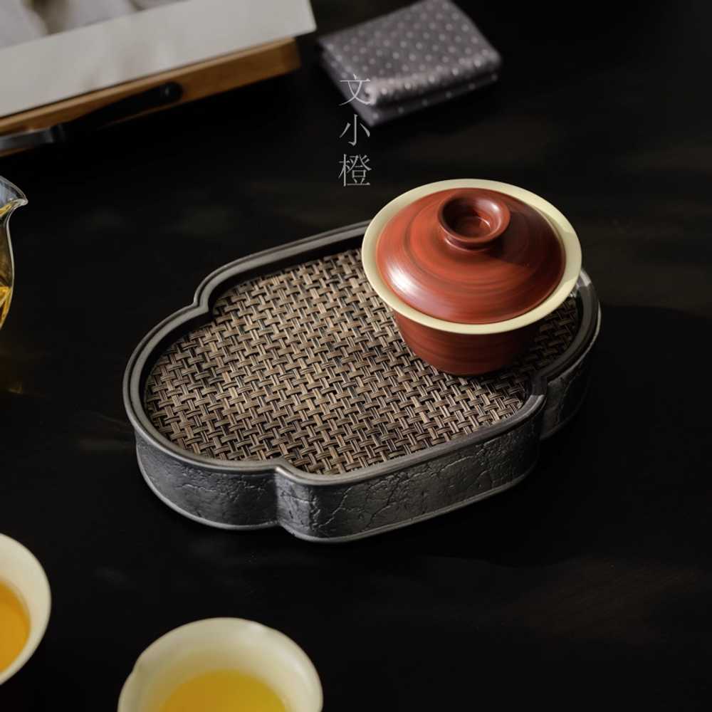 차도 주석 차판 다기 받침 티트레이 다도 인테리어 단일상품 - 상세 이미지 4
