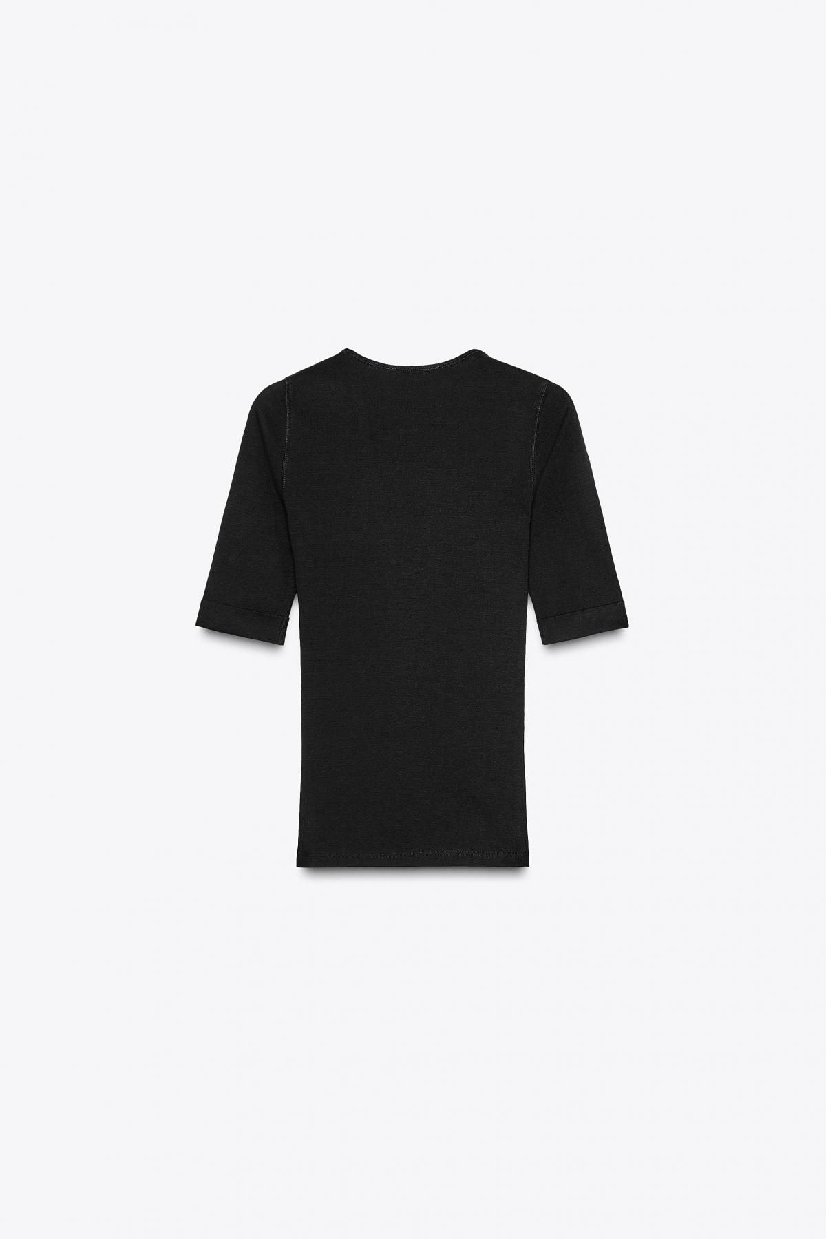 자라 페이디드 코튼 티셔츠 2335/155 BLACK - 상세 이미지 4