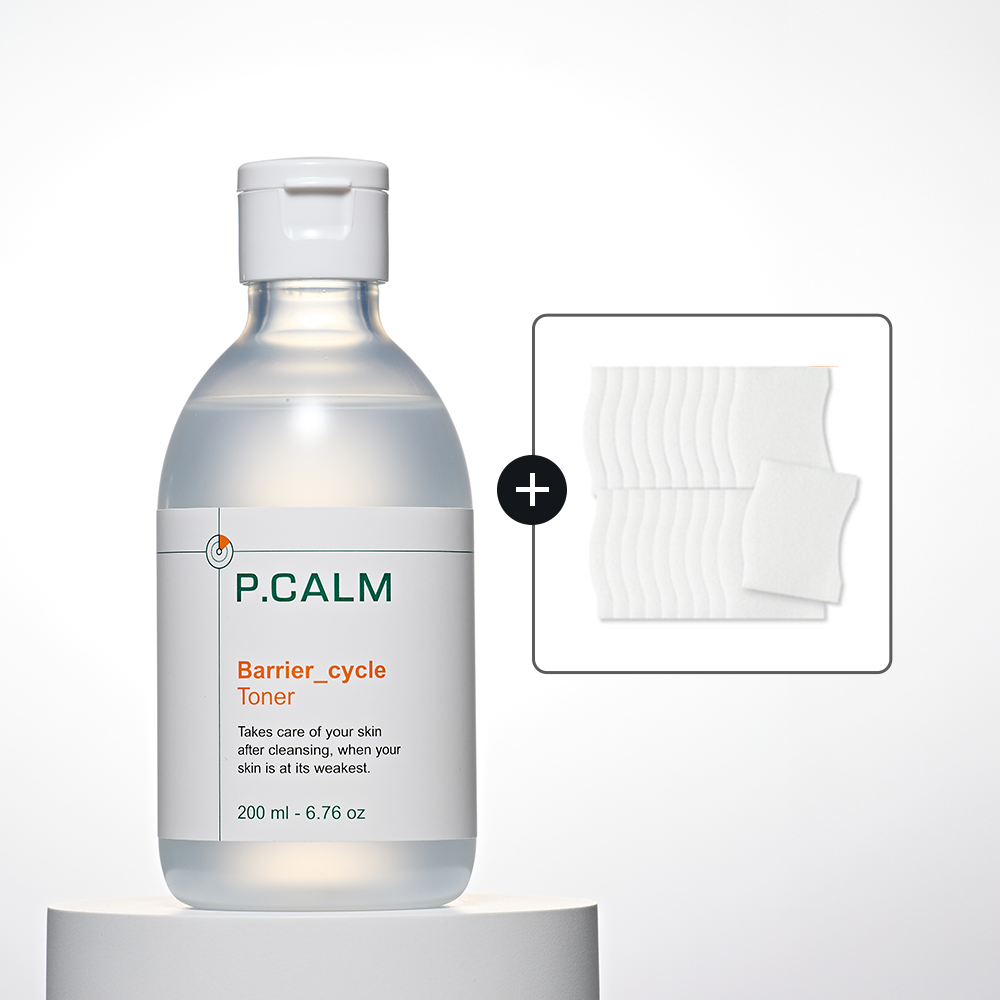 [한정기획집착토너] 피캄 베리어 사이클 토너200ml + 화장솜 기획 / 피지개선 트러블케어 저자극 순한토너 민감성피부 진정 보습 수분 제품 이미지