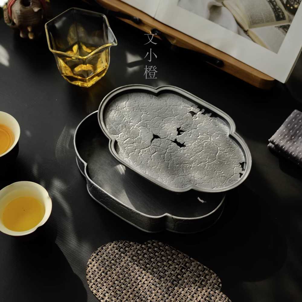 차도 주석 차판 다기 받침 티트레이 다도 인테리어 단일상품 - 상품 이미지