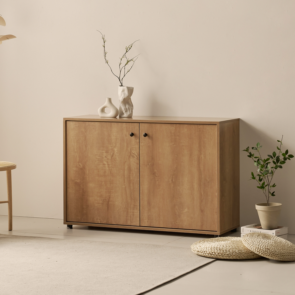 세렌 주방장 정수기받침대 커피머신선반 그릇장 하부장 1200x400x800mm, 2단, 오크 - 상세 이미지 2