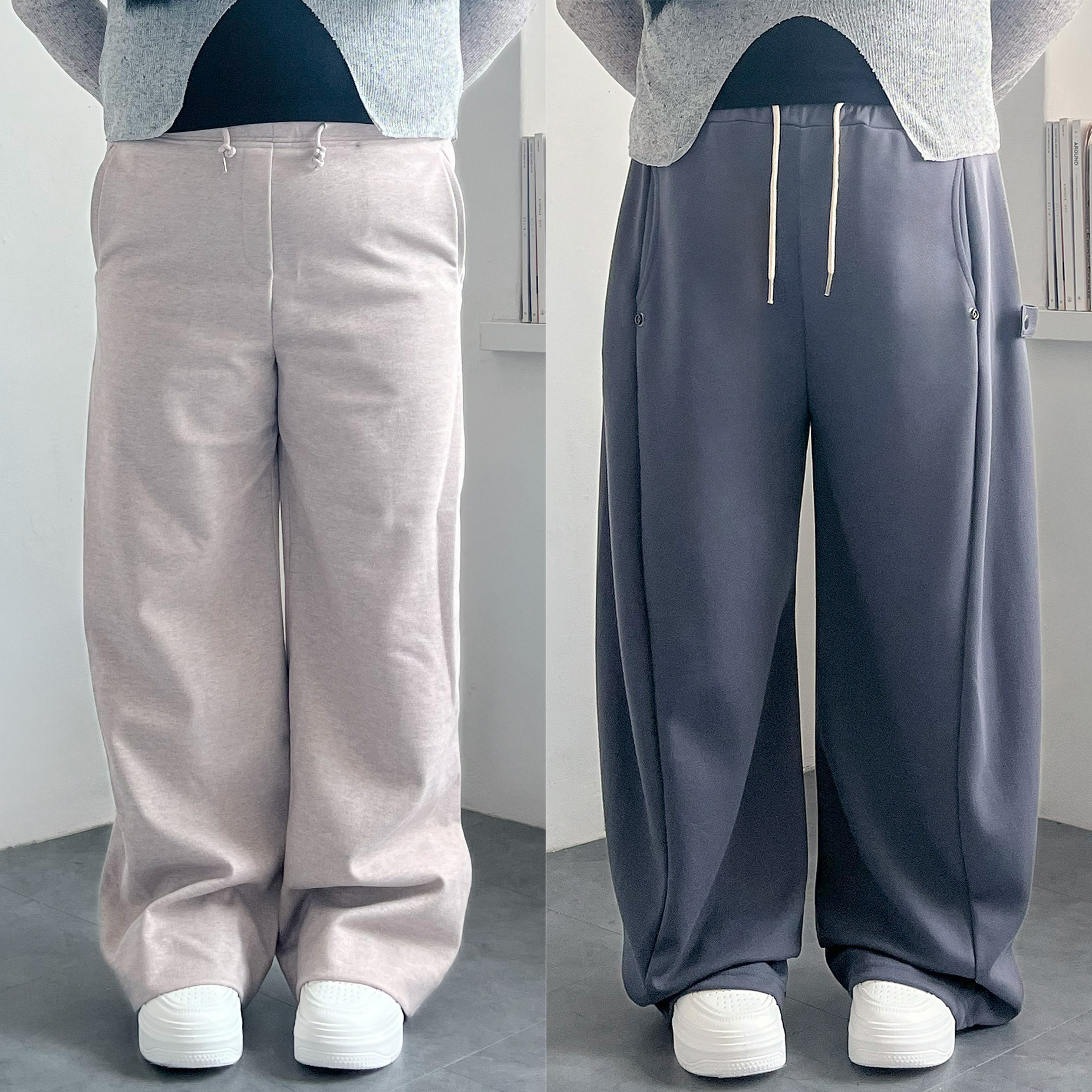 절개와이드 여자벌룬 사이드스냅팬츠 - 상품 이미지