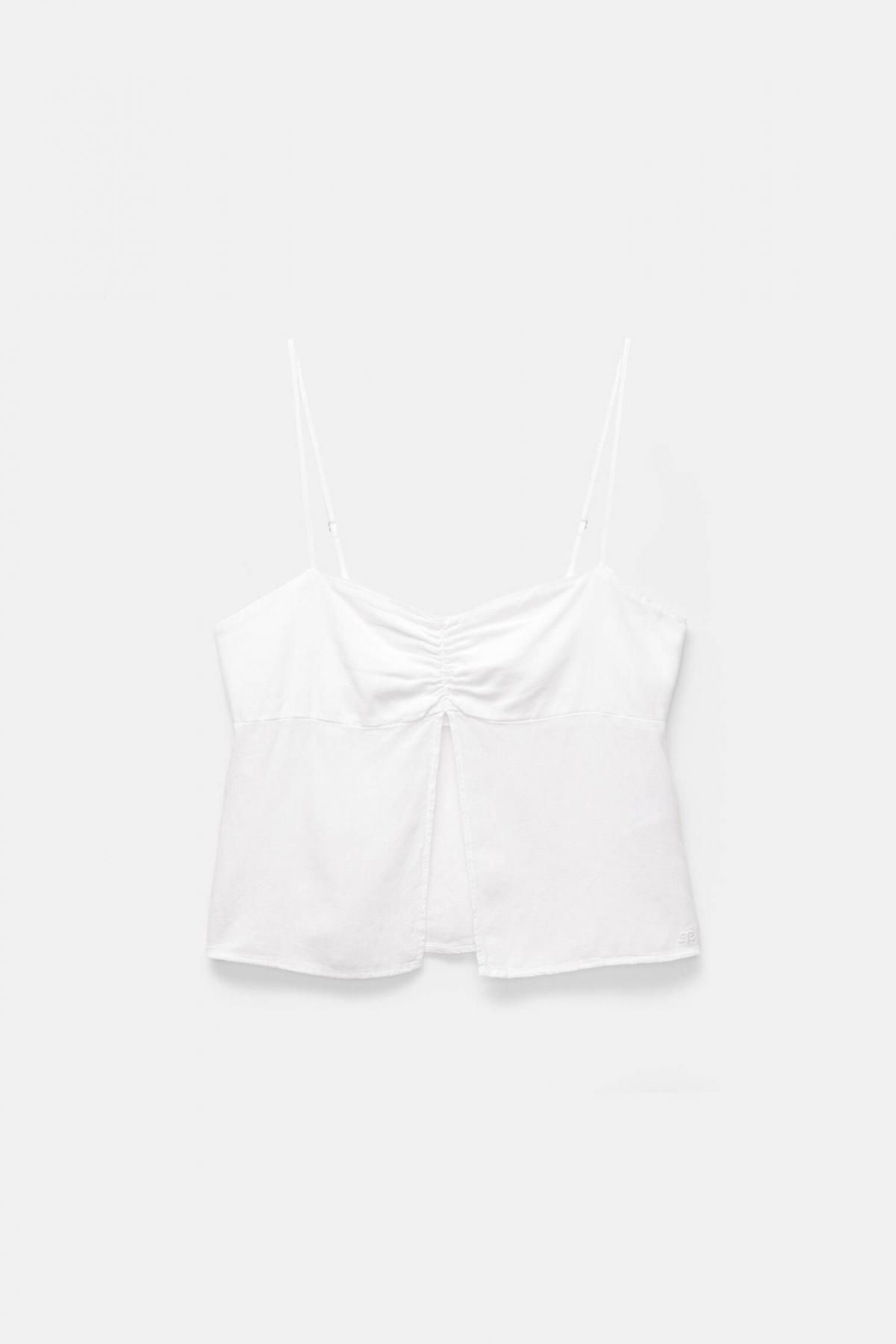 풀앤베어 미니멀 린넨블렌드 스트랩 탑 7472/365 WHITE - 메인 이미지