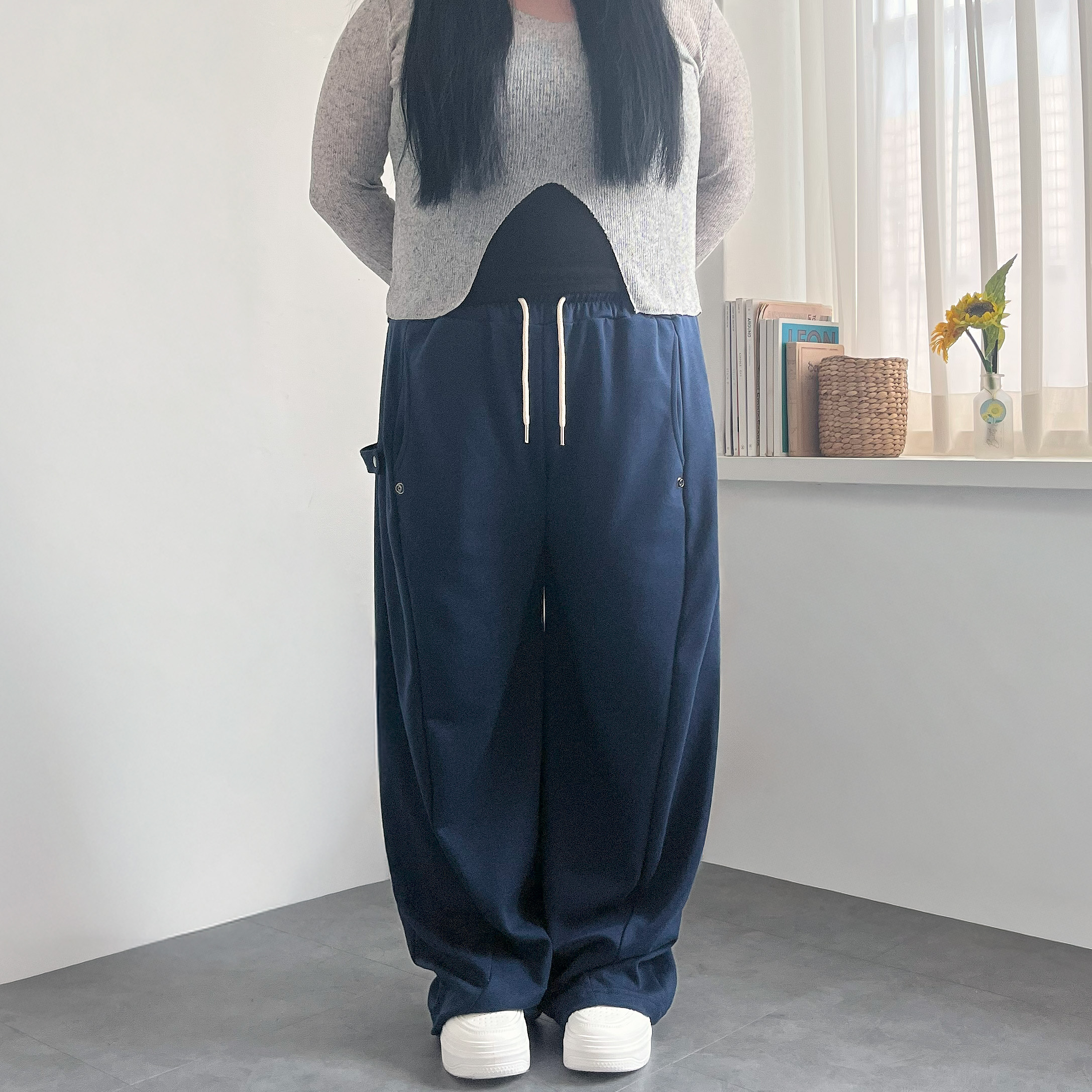 절개와이드 여자벌룬 사이드스냅팬츠 - 상세 이미지 4